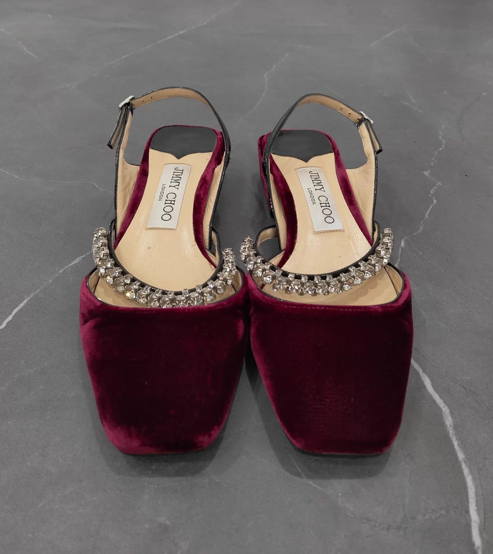 Jimmy Choo Jimmy Choo Burgundy Velvet Crystal Pumps Women's 35.5 Size US 5 / IT 35 - 4 Thumbnail