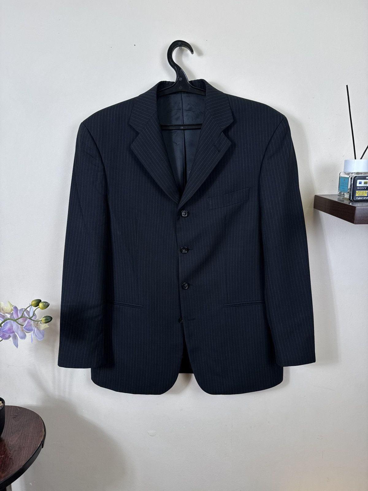 Yves Saint Laurent Vintage Yves Saint Laurent Blazer YSL Black Striped L Jacket Size 50R - 23 Thumbnail