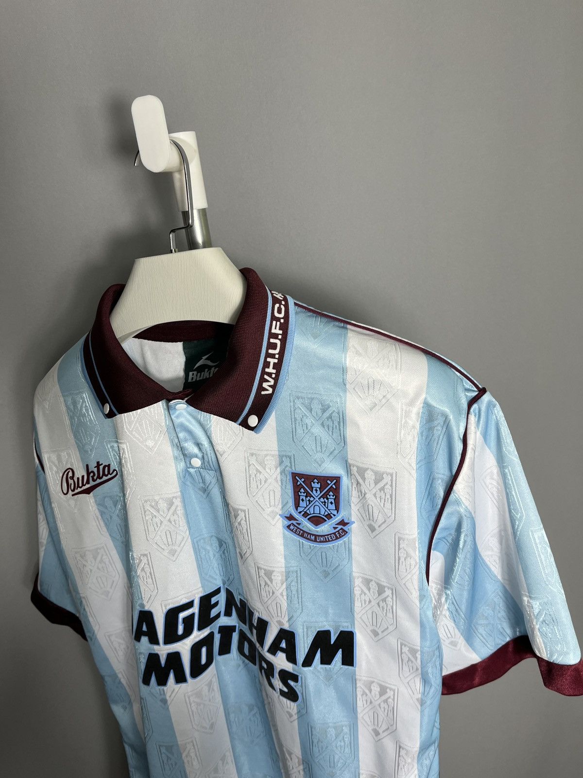Vintage Bukta West Ham 1992 Away Retro Remake Jersey Score Draw Size US M / EU 48-50 / 2 - 4 Thumbnail