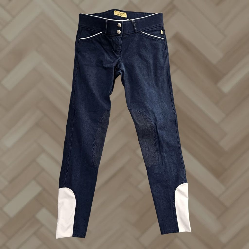 Vintage Devon-Aire Pants Womens 26 Blue Riding Jegging Knee Patch Equestrian Breeches Size 26" / US 2 / IT 38 - 1 Thumbnail