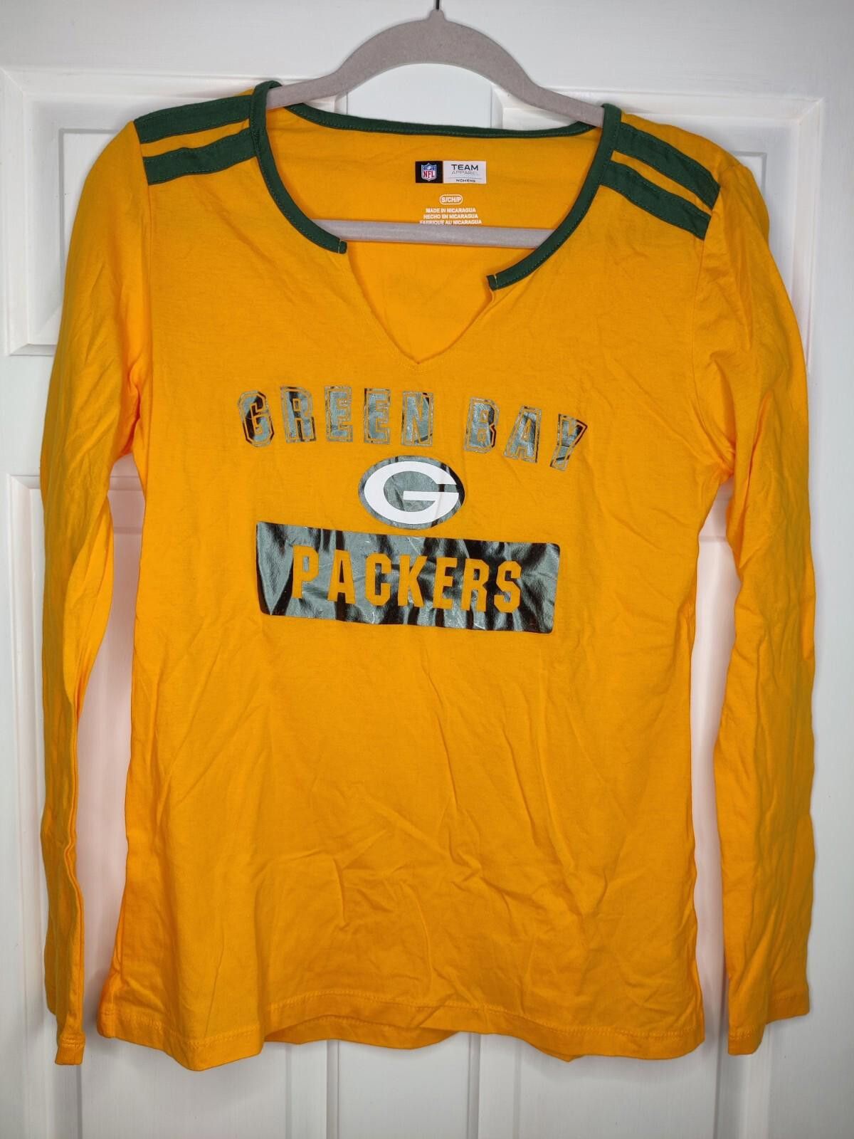 Other Green Bay Packers Yellow V Neck Long Sleeve T Shirt Womens S Size S / US 4 / IT 40 - 2 Thumbnail