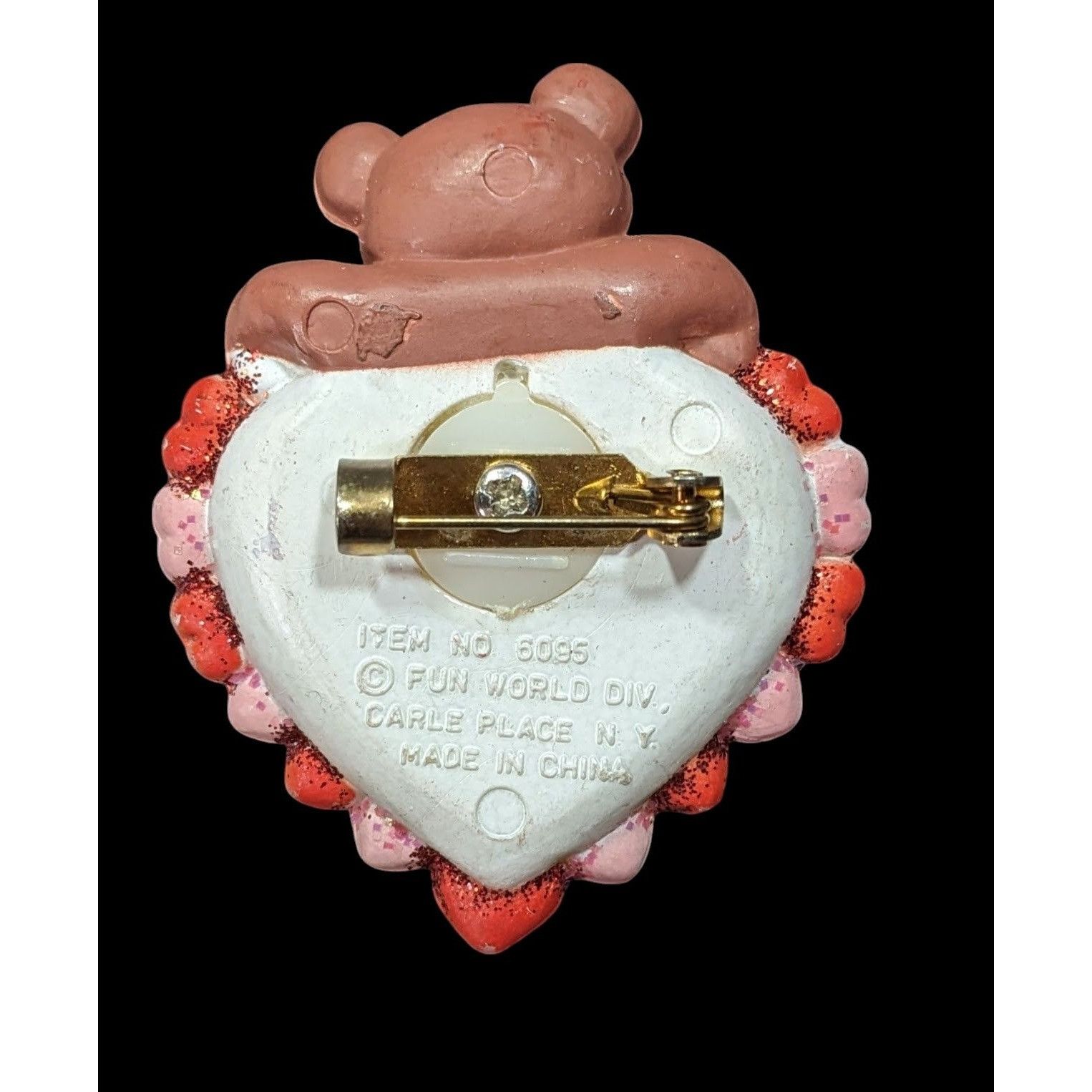 Other Vintage 80s Valentine Bear "Beary Huggable" Fun World Brooch Size ONE SIZE - 2 Thumbnail