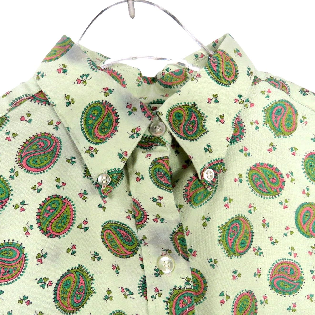 Vintage 70s Vintage Green Paisley Retro Button Down Blouse Medium Size M / US 6-8 / IT 42-44 - 6 Thumbnail