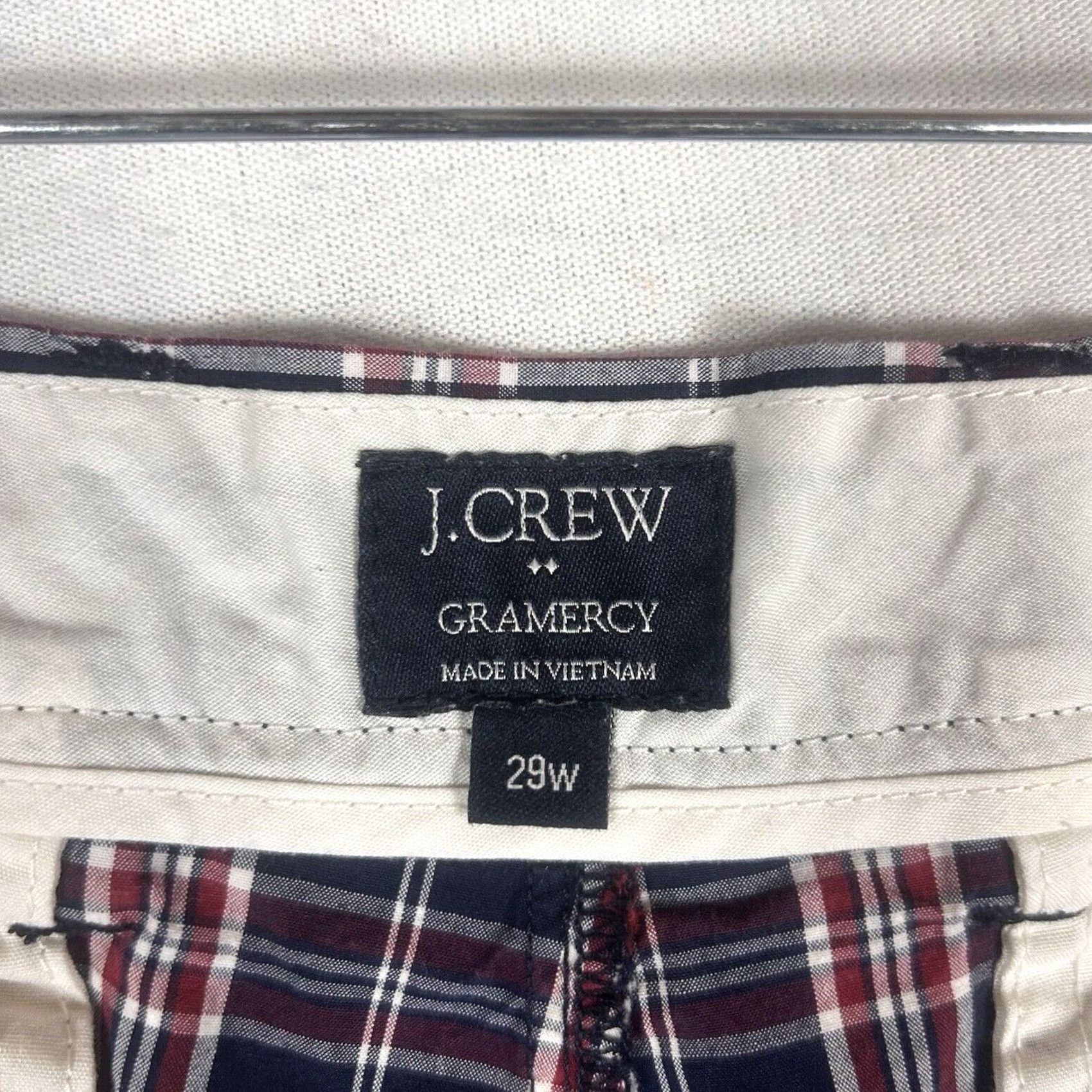 J.Crew J.CREW Chino Shorts Mens 29W Blue Plaid Flat Front Bermuda Casual Modern 9in Inseam Size US 29 - 3 Thumbnail