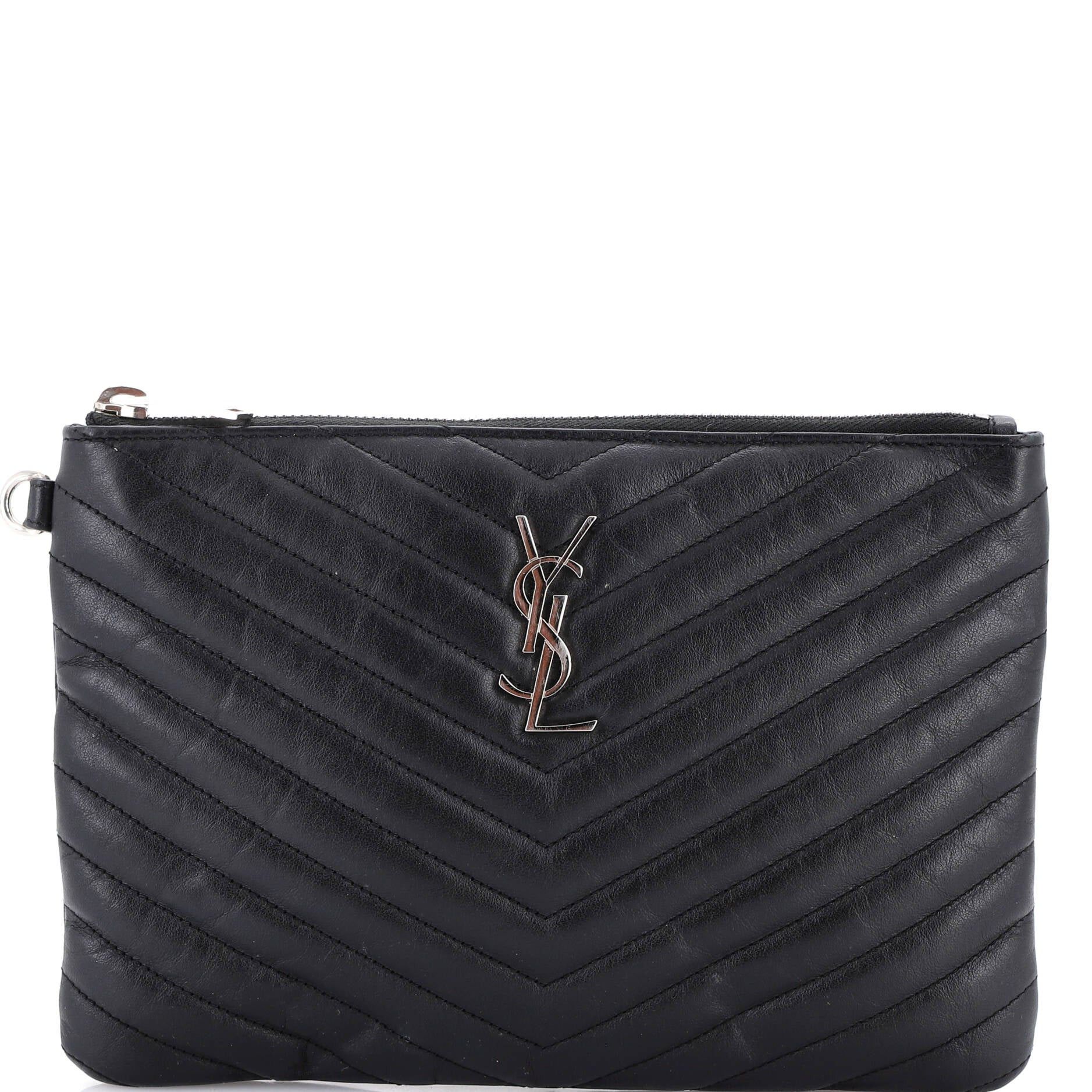 Saint Laurent Paris Classic Monogram Wristlet Pouch Size ONE SIZE - 1 Thumbnail