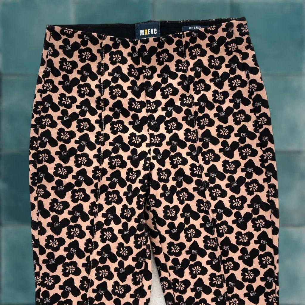 Vintage Maeve The Margot Kick Flare Crop Pants Women's XXS Pink Floral Pants Content: Floral, Bohemian, Hippie, Retro, Cropped, Elastic Waist Size 24" / US 00 / IT 34 - 1 Thumbnail