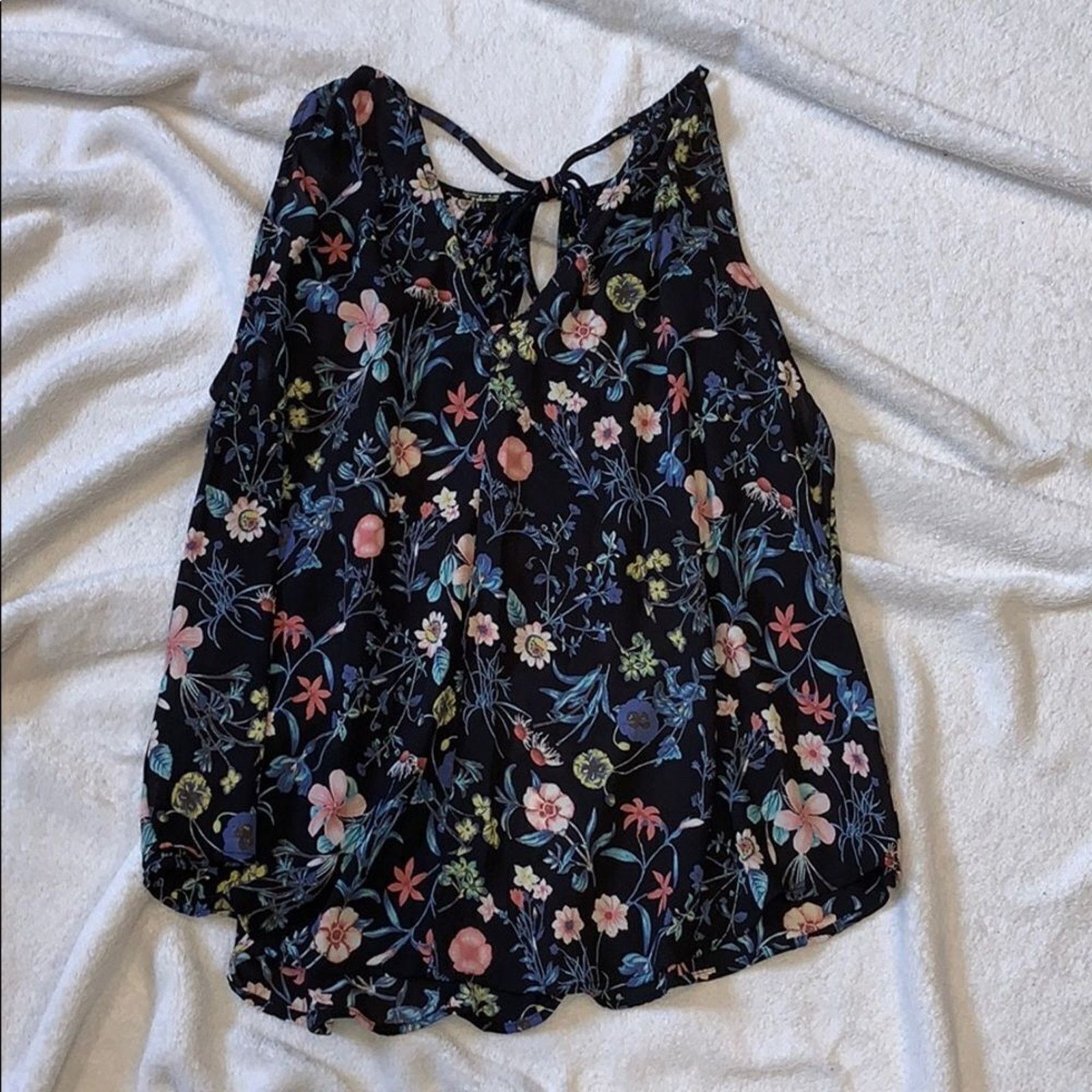 Other Blue Rain Floral High Neck Swing Tank Top | Sz S Size S / US 4 / IT 40 - 2 Thumbnail
