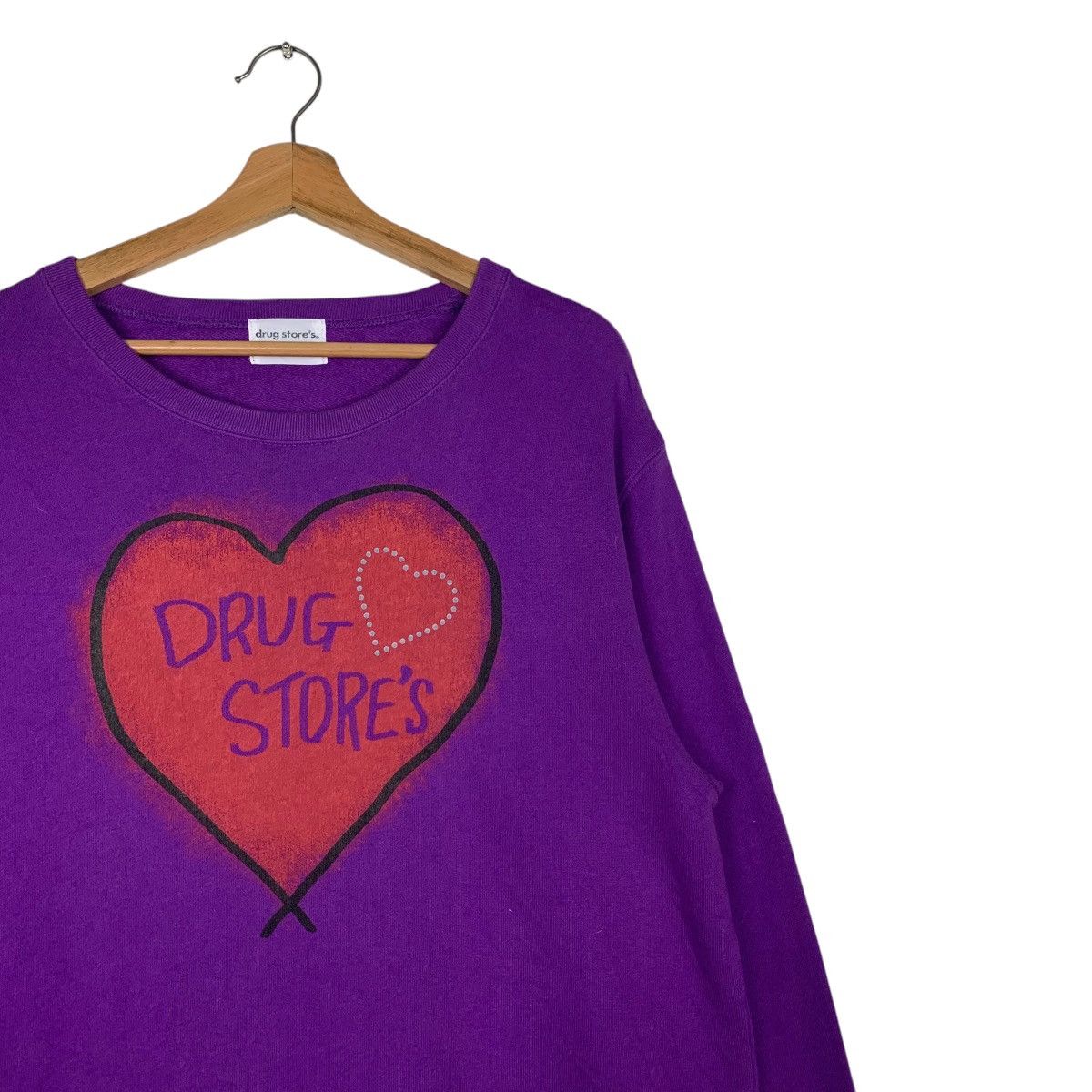 Japanese Brand DRUG STORE’S Girl Love Graphics Purple Sweatshirt #1466-C66 Size ONE SIZE - 5 Thumbnail