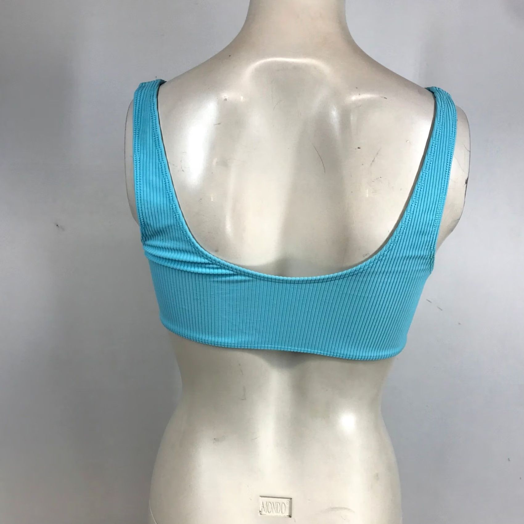 Vintage Frankies Bikinis Womens Small Blue Ribbed Scoop Neck Bikini Top Swimwear Size S / US 4 / IT 40 - 5 Thumbnail