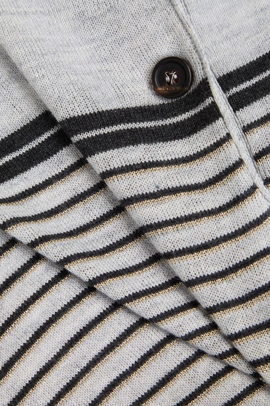 Brunello Cucinelli o1y0825 Polo Sweater in Light Gray/Black Size M / US 6-8 / IT 42-44 - 4 Thumbnail