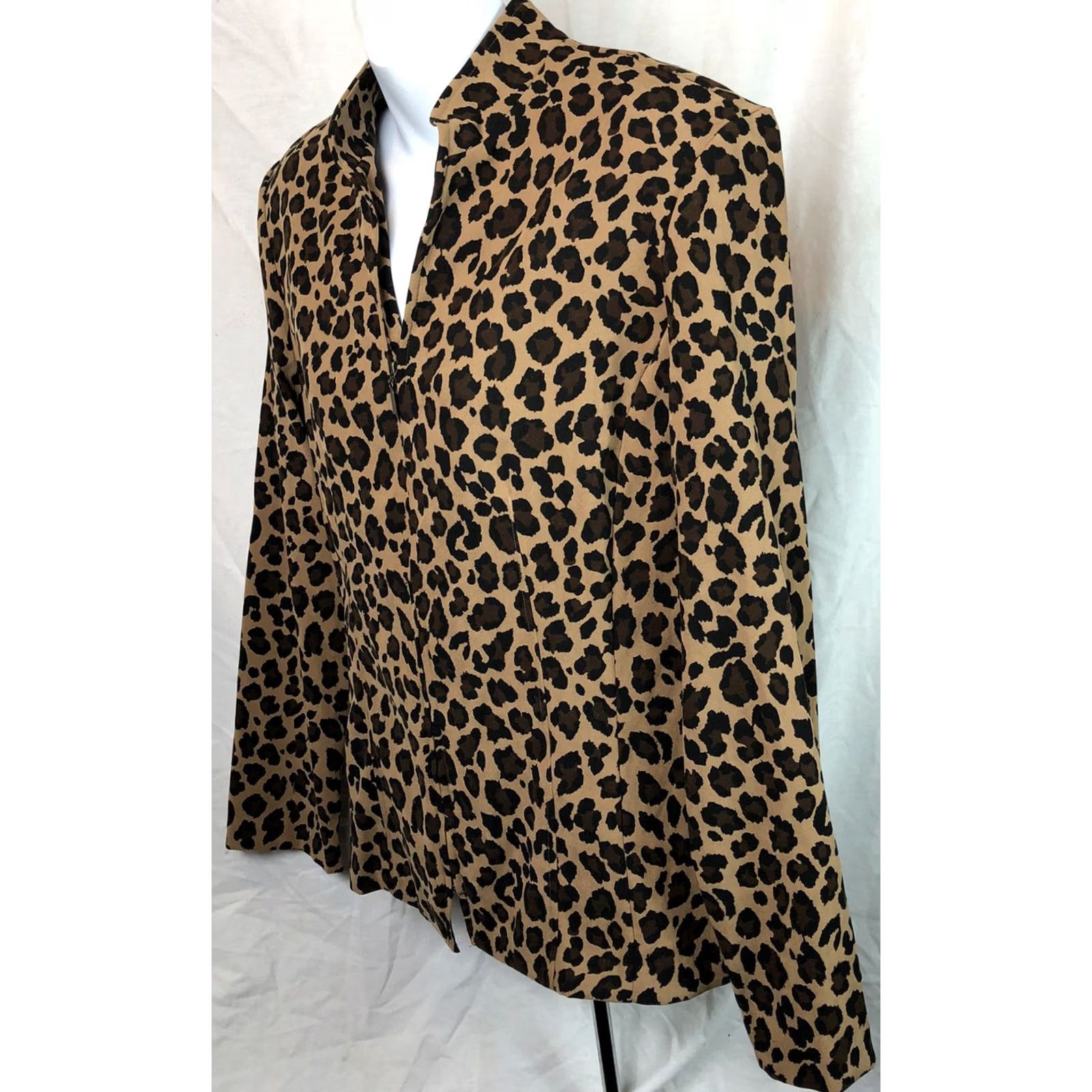 Vintage VINTAGE Dressbarn Jacket Womens M Brown Leopard Zip Stand Collar 90s Retro Y2K Size M / US 6-8 / IT 42-44 - 3 Thumbnail