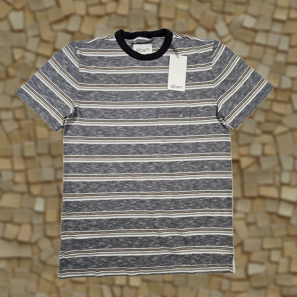 Albam albam Mens T Shirt Blue XS Striped Short Sleeve Top Cotton Tee Size US XS / EU 42 / 0 - 1 Thumbnail