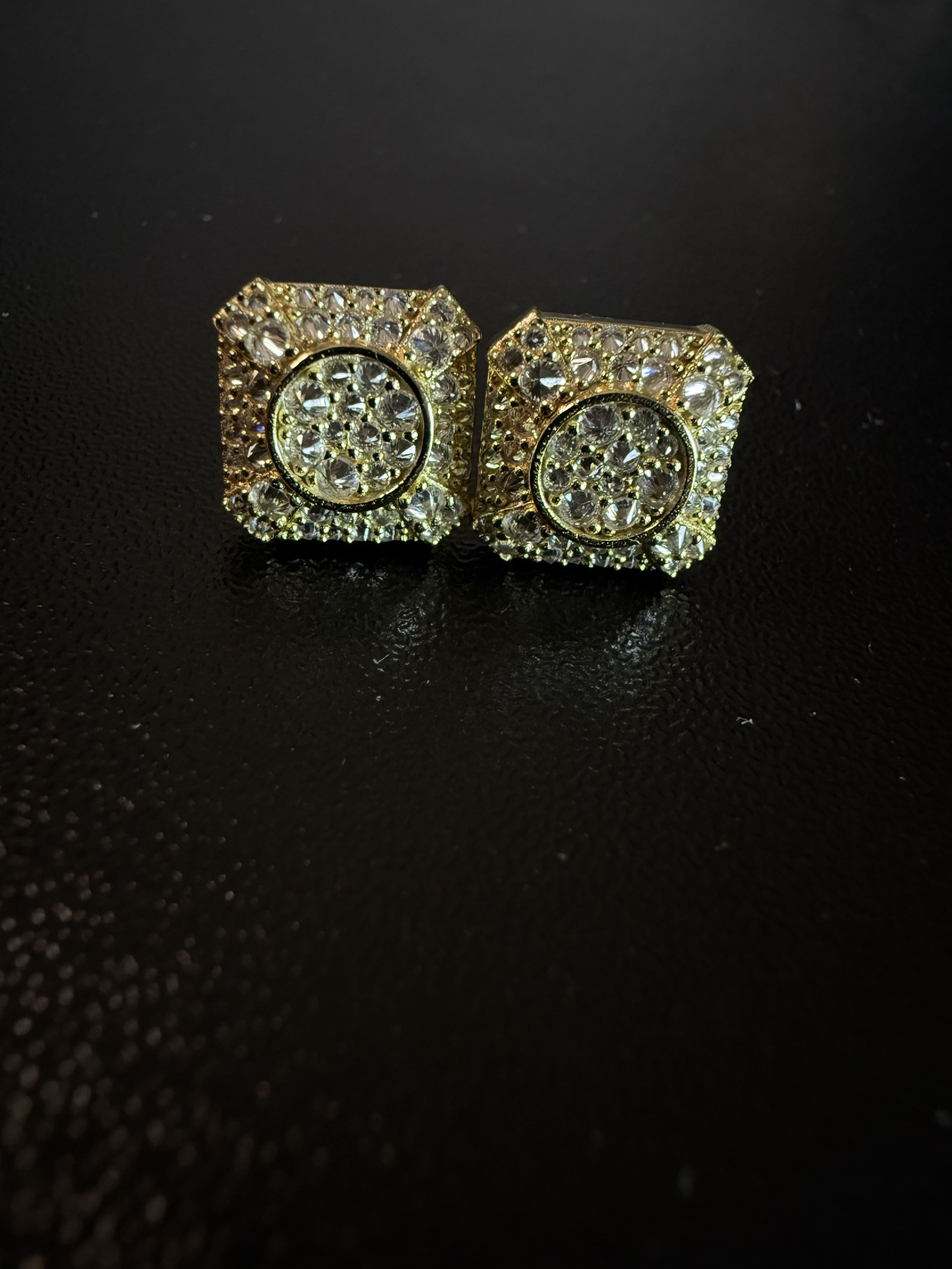 Other Trap Square Halo Studs Moissanite Gold Plated 925s earrings Size ONE SIZE - 9 Thumbnail