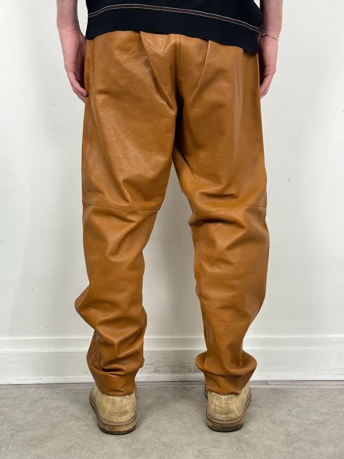 Vintage 1980s Gianni Versace Cognac Leather Pants Size US 32 / EU 48 - 4 Thumbnail