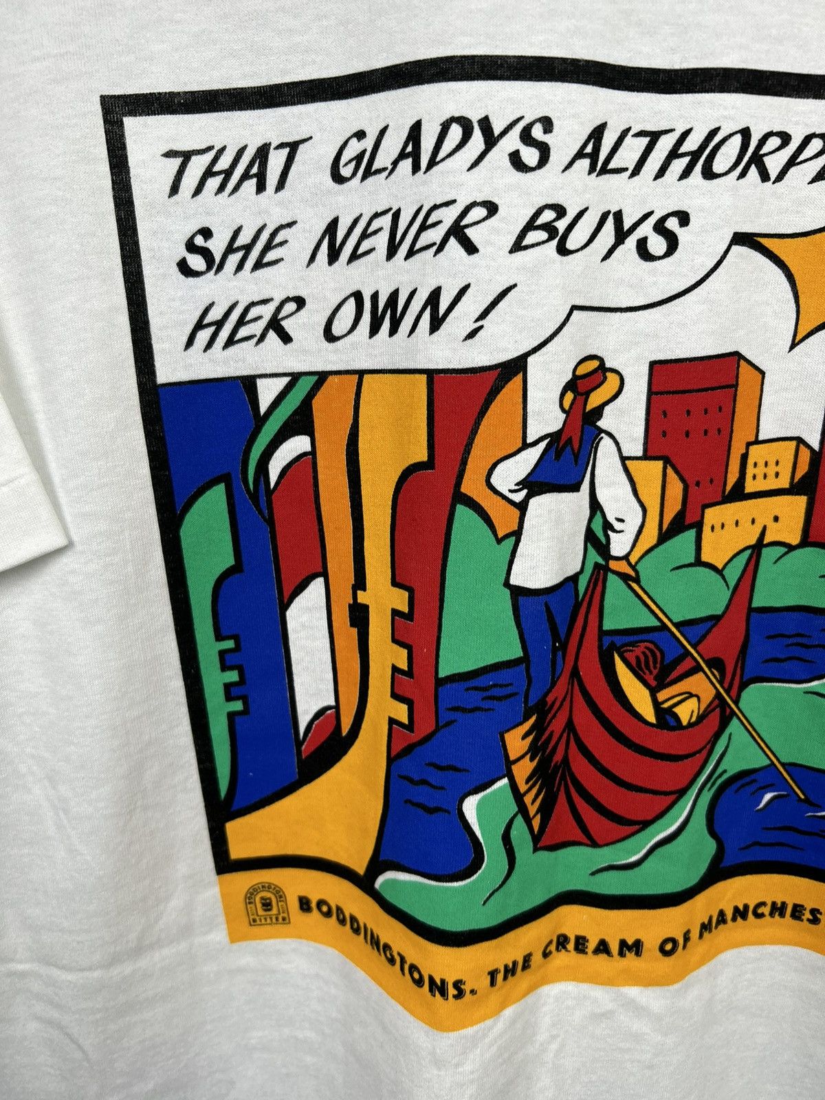 Vintage Vintage 90s Boddingtons bitter single stitch white t-shirt Size US XL / EU 56 / 4 - 13 Thumbnail