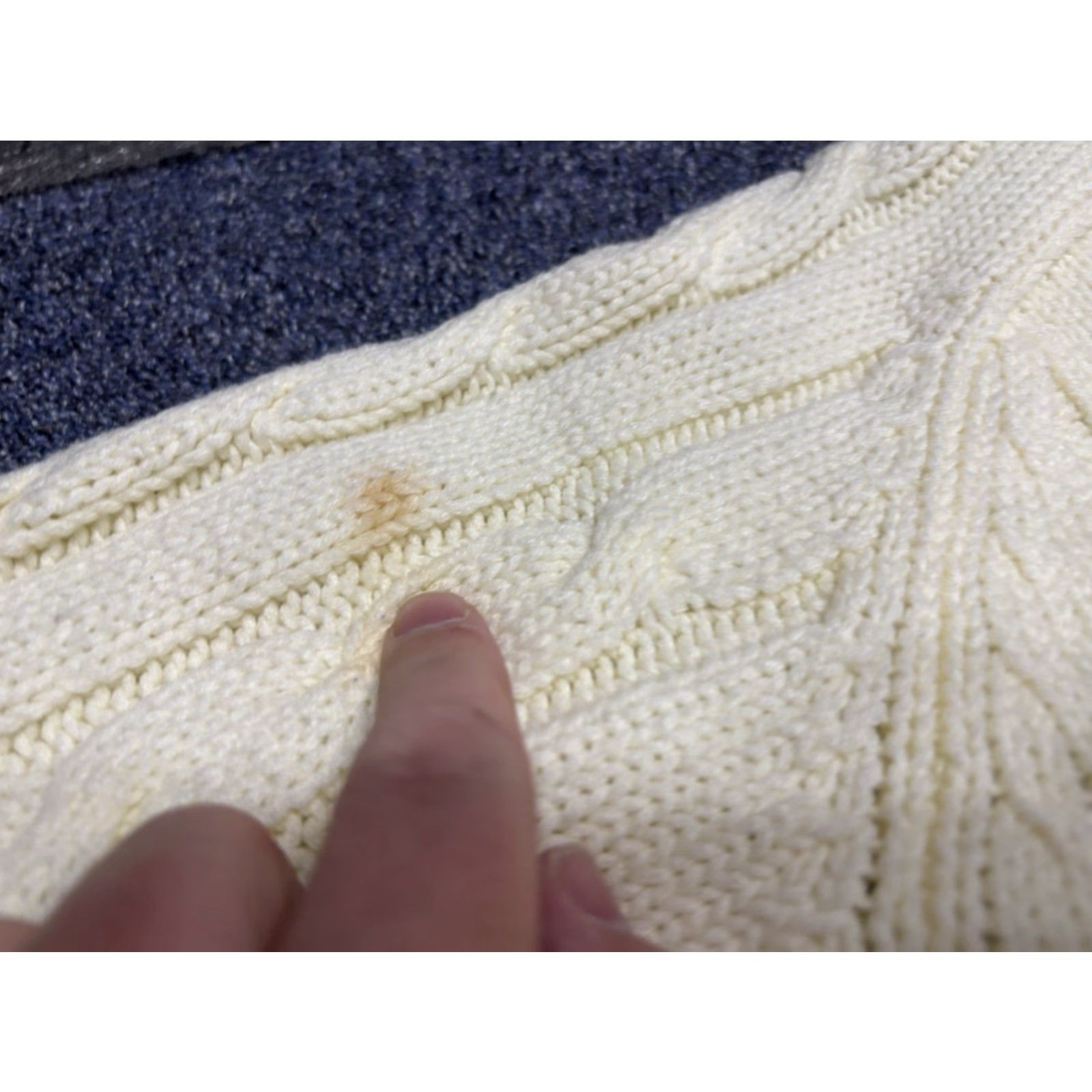 Sears VINTAGE Sears Cardigan Mens L Creme Cable Knit 70s Sweater Collared Big Collar B6 Size US L / EU 52-54 / 3 - 3 Thumbnail