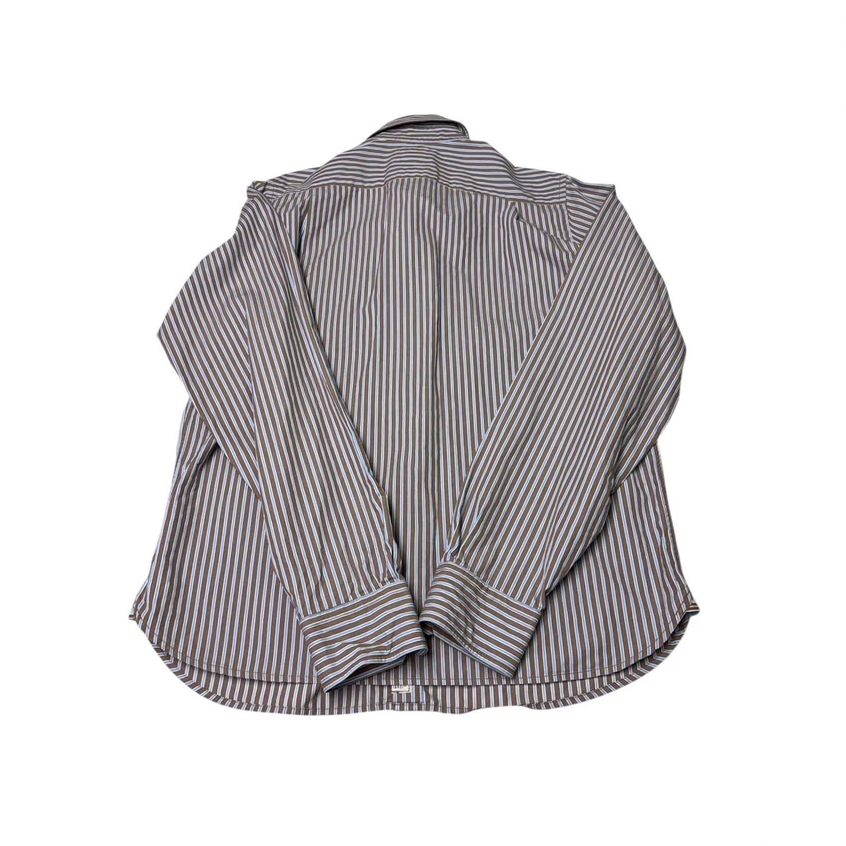 Vintage VINTAGE RUEHL No925 Striped Shirt Mens XL Brown Blue Button-Down Long Sleeve Cotton Blend Size US XL / EU 56 / 4 - 7 Thumbnail