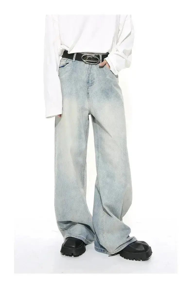 Japanese Brand Light style washed blue baggy jeans Size US 34 / EU 50 - 3 Thumbnail