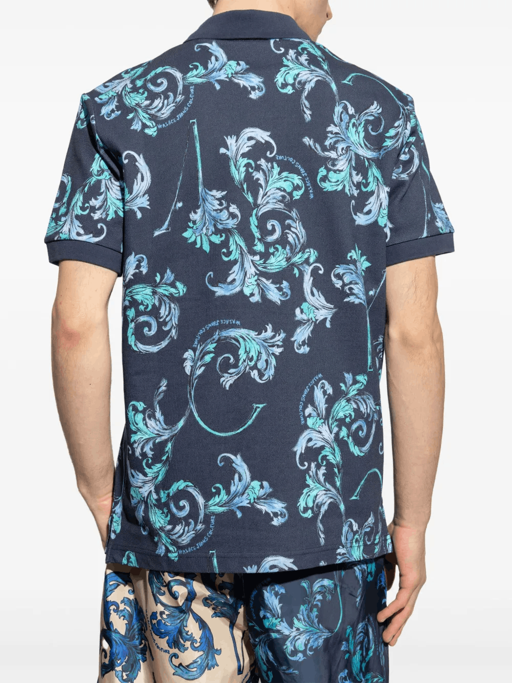 Designer × The Unbranded Brand × Vintage Barocco-Print Polo Shirt – Polo for Men Size US S / EU 44-46 / 1 - 4 Thumbnail