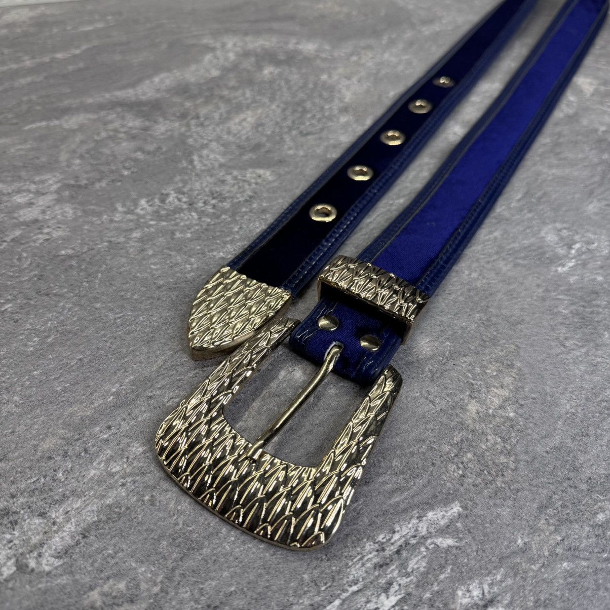 Japanese Brand Vintage Belt BB Simon style metal logo y2k velour Size ONE SIZE - 2 Thumbnail