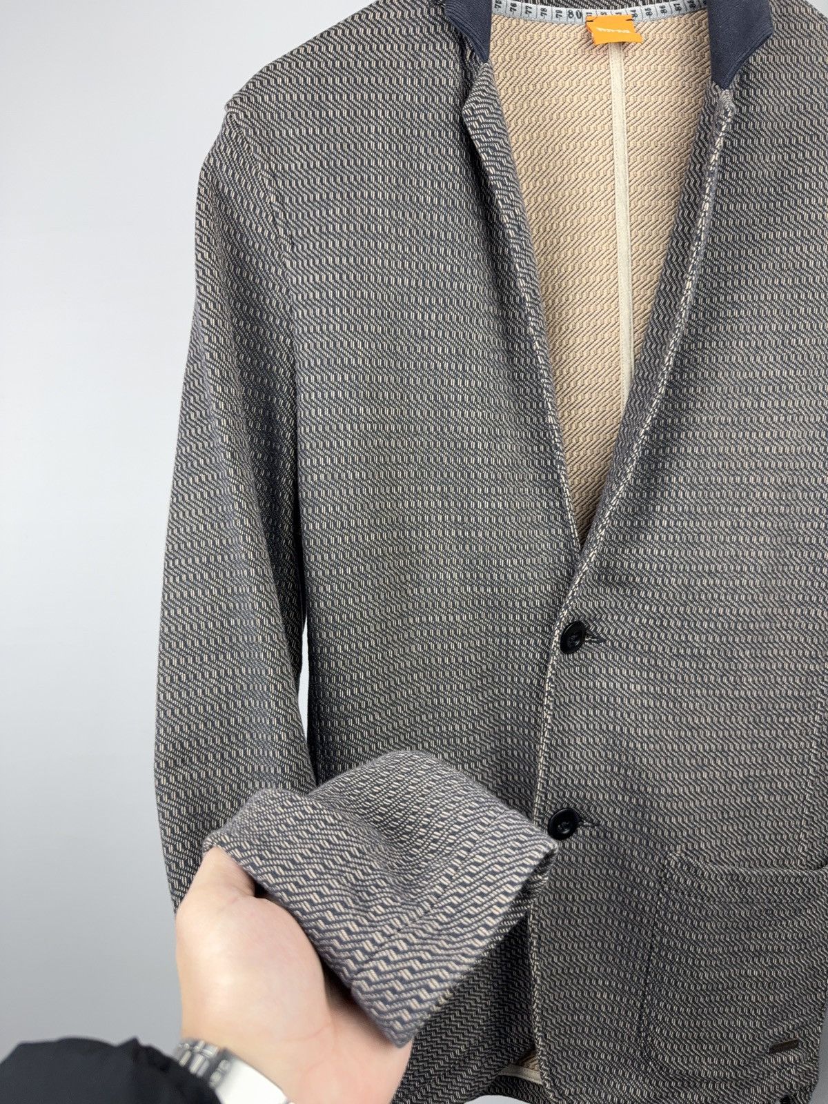 Hugo Boss Luxury 00s Hugo Boss Brown Jersey knit Blazer Jacket Size US L / EU 52-54 / 3 - 6 Thumbnail