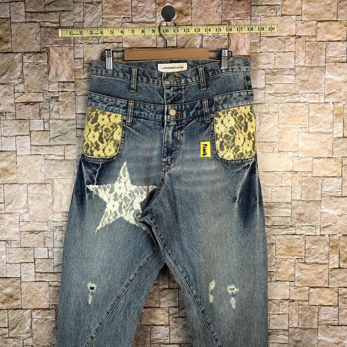 Japanese Brand Ehypen World Gallery double waist Blue Denim Pants #A1008 Size US 30 / EU 46 - 2 Thumbnail