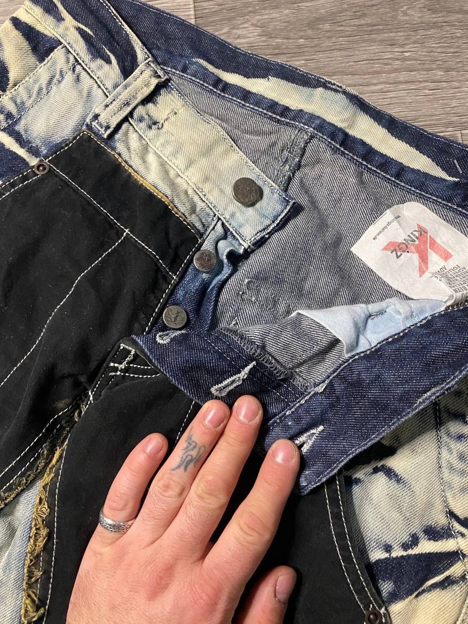 Japanese Brand Avantgarde Kingz Washed Straight Jeans Patchwork Opium Y2K Size US 29 - 6 Thumbnail