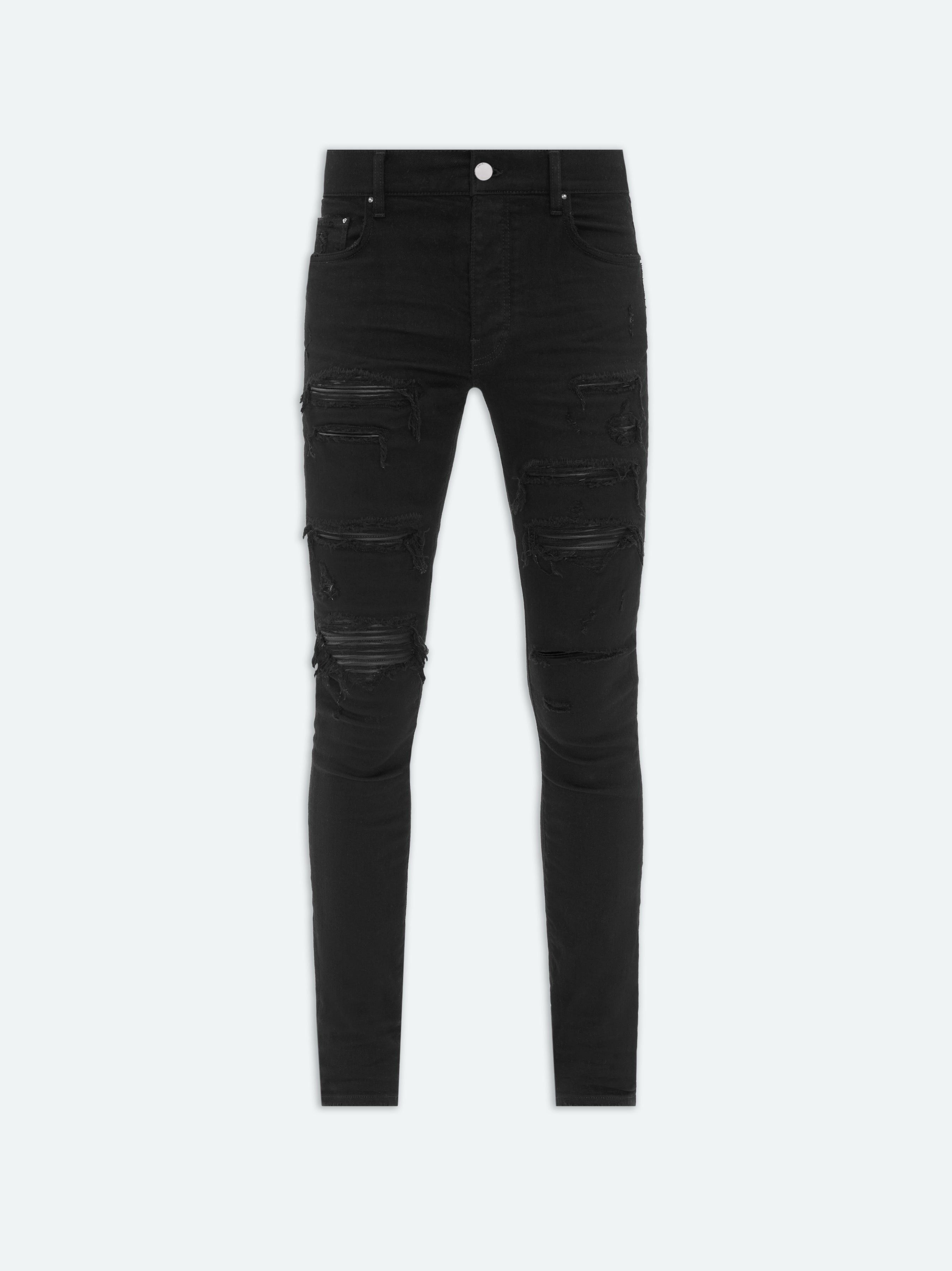 oc11z0225 Leather Thrasher Jeans in Black