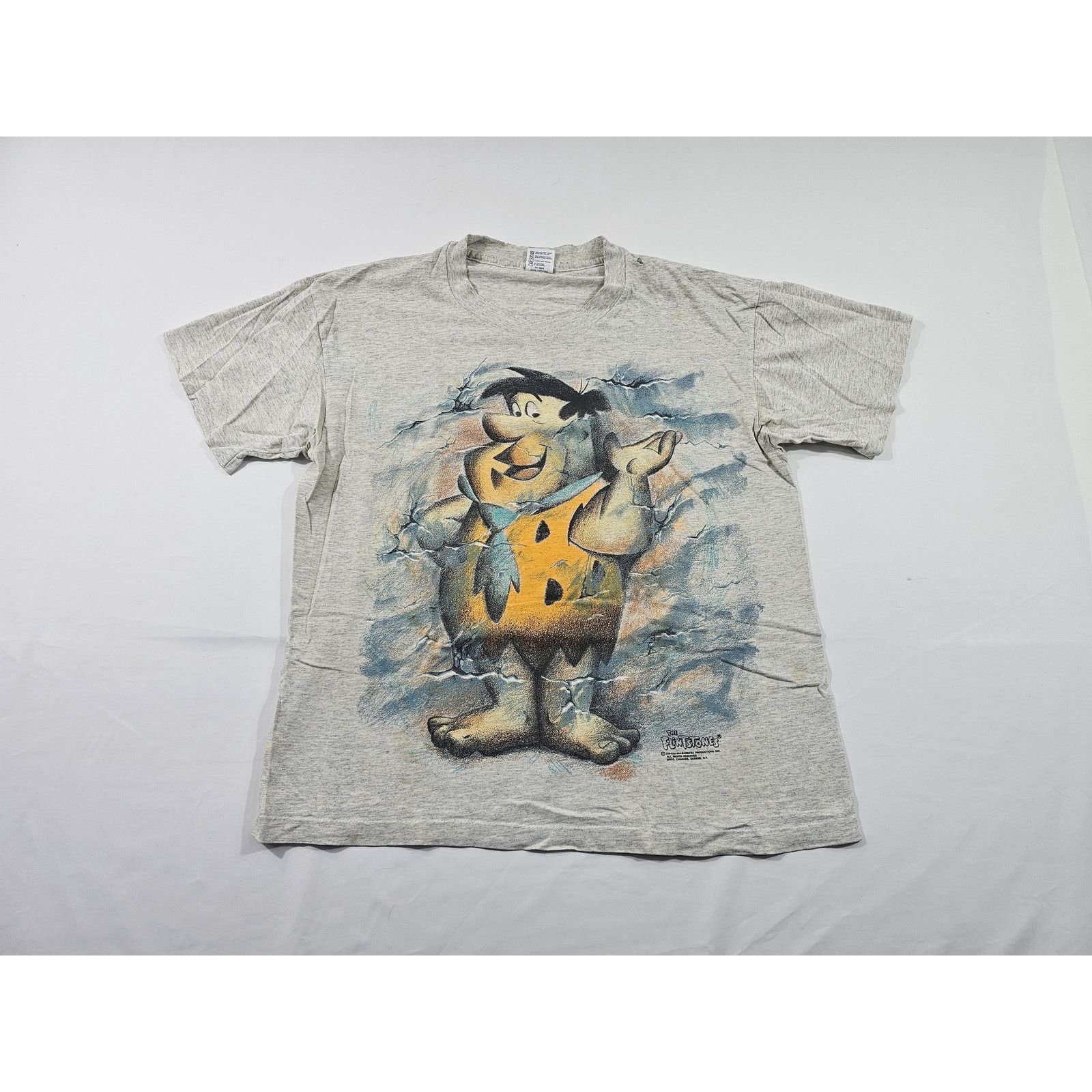 Anvil Fred Flintstone Gray T-Shirt Double Sided Sz XL 1990s Size US XL / EU 56 / 4 - 1 Thumbnail