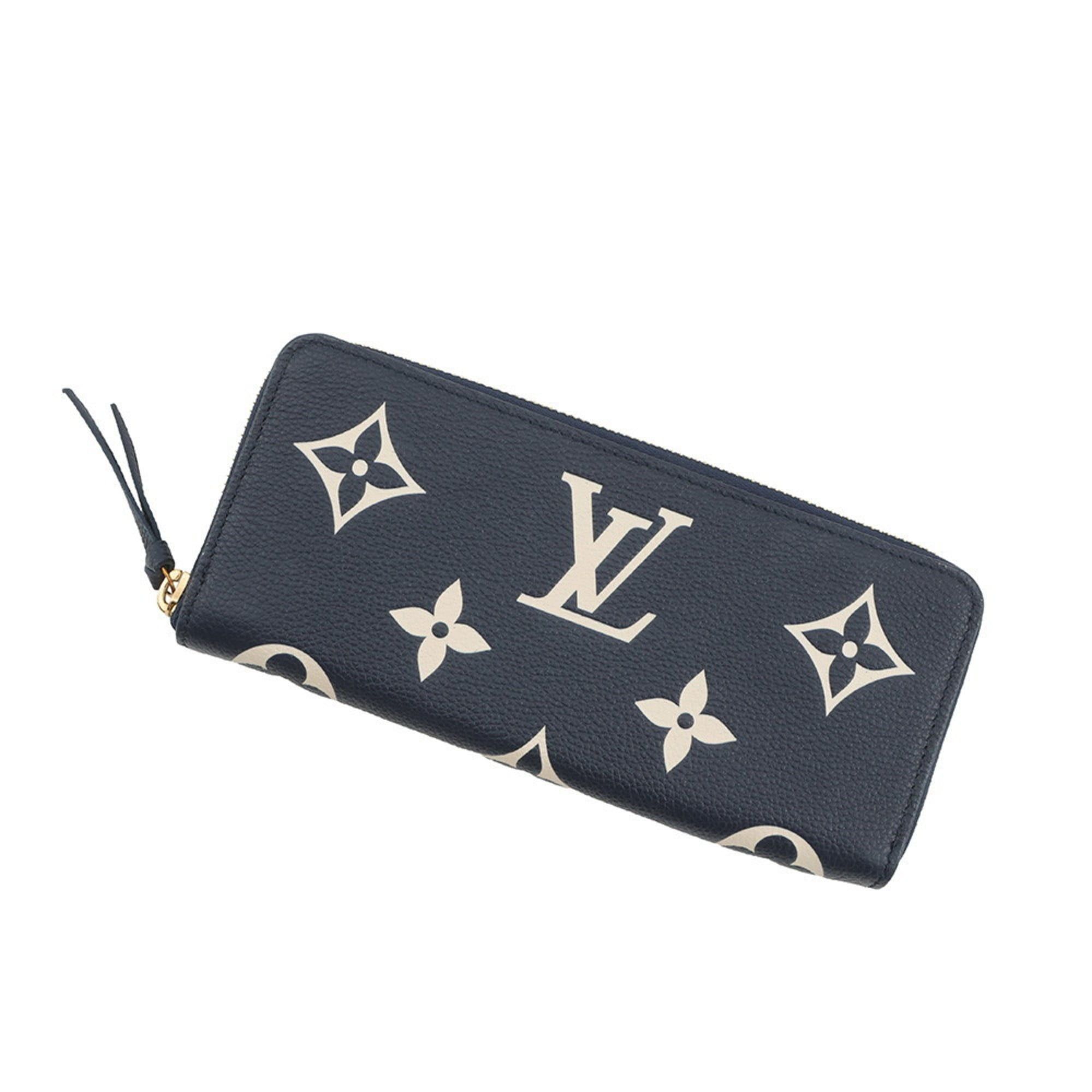 Louis Vuitton Monogram Empreinte Two-Tone Long Wallet Portefeuille Clemence M83594 Round Wallet