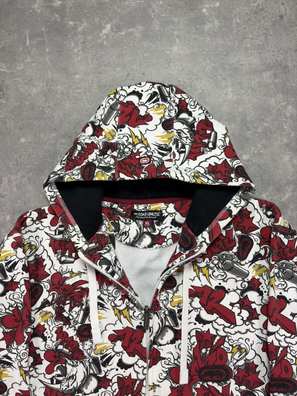 Ecko Unltd. 00s Ecko Unlimited AOP Multilogo Printed Baggy Zip Hoodie XL Size US XL / EU 56 / 4 - 9 Thumbnail