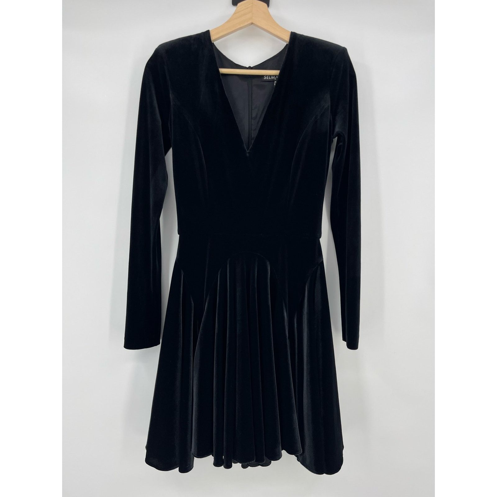 Other SELMACILEK | Black Velvet Skater Dress Long Sleeve Mini S Size S / US 4 / IT 40 - 4 Thumbnail