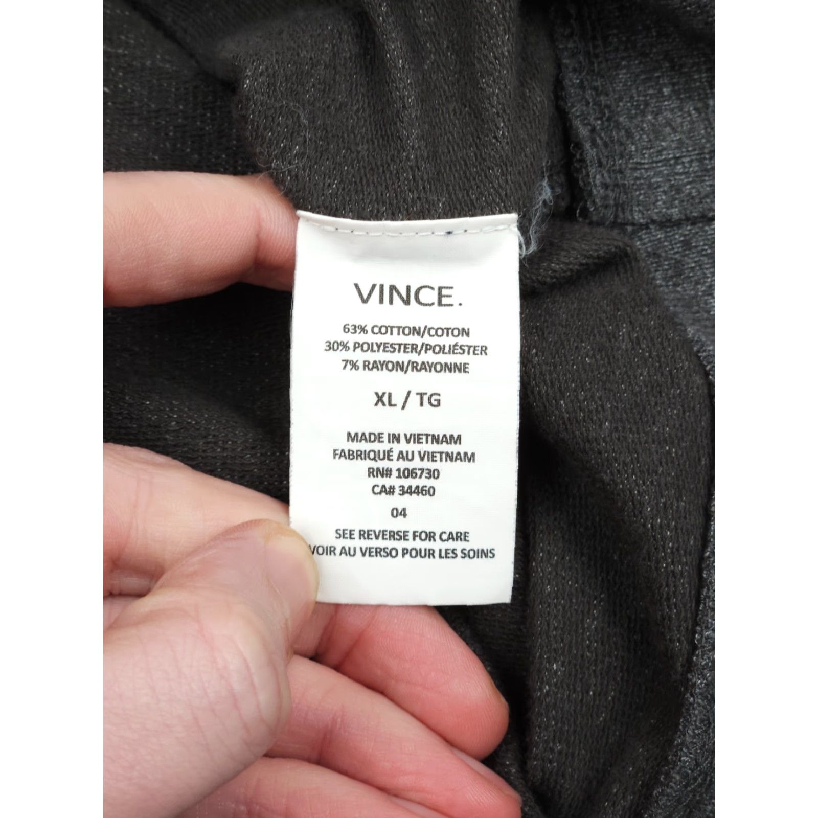 Vince Vince. Hoodie Men XL Gray Cotton Blend Pullover Hooded Regular Knit Modern Designer Fall Winter Outdoor Mens Size US XL / EU 56 / 4 - 6 Thumbnail