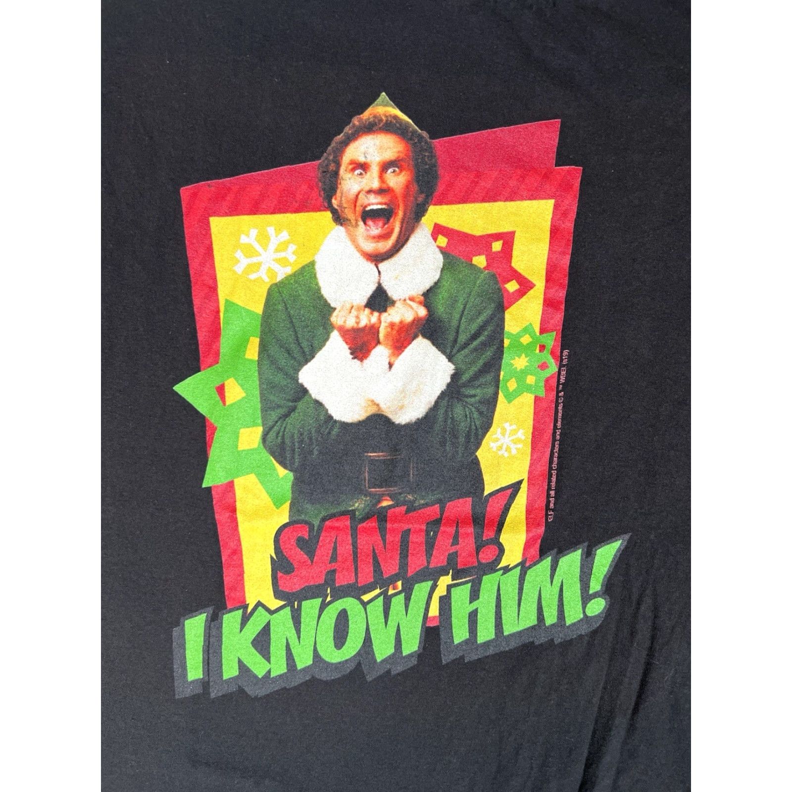 Vintage Elf T-Shirt Santa I Know Him Movie Christmas Black 3XL Men Short Sleeve Funny Shirt Size US XXL / EU 58 / 5 - 2 Thumbnail