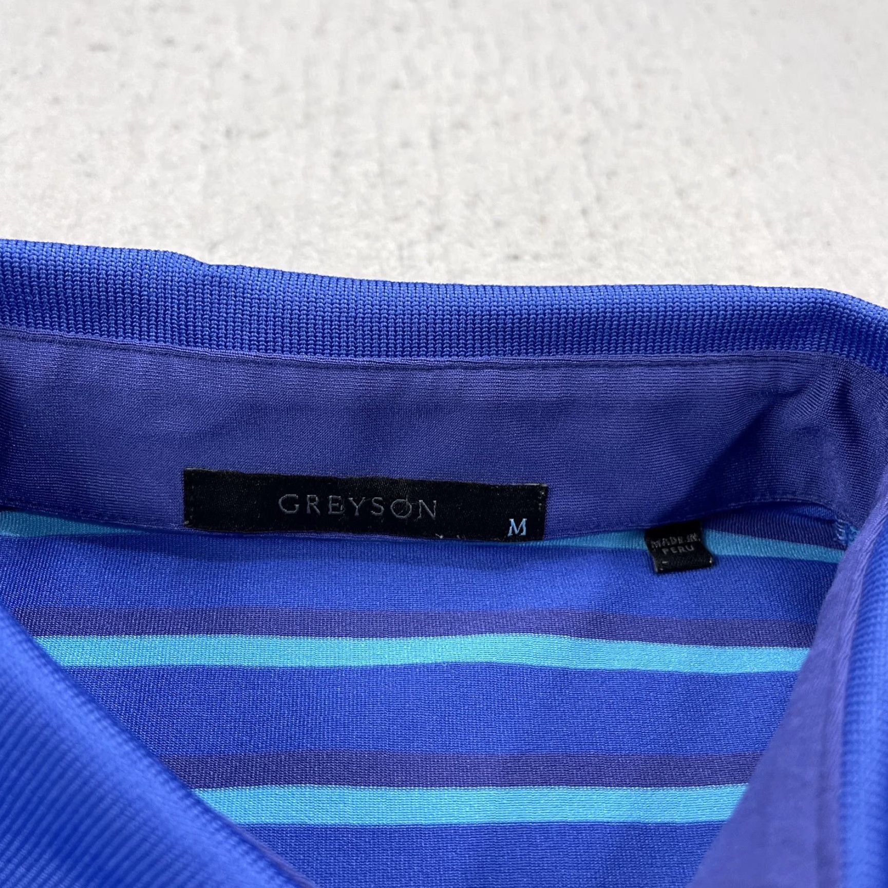 Vintage Greyson Polo Shirt Mens M Blue Stripe Performance Stretch The Legend Logo Polo Shirt Mens M Blue Stripe Performance Stretch The Legend Logo Size US M / EU 48-50 / 2 - 3 Thumbnail