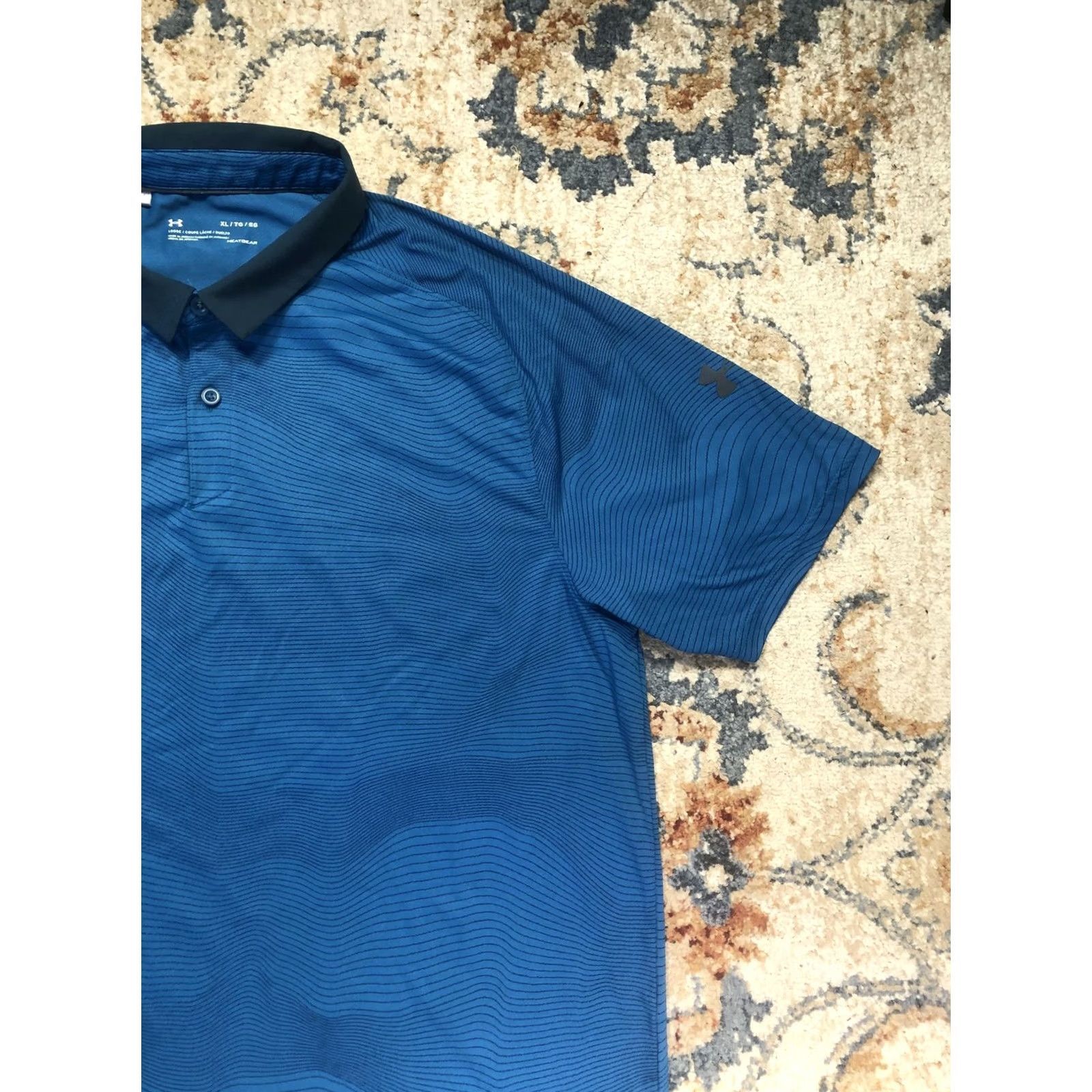 Under Armour Under Armour HeatGear Polo Shirt Mens XL Blue Stripe Short Sleeve Golf Shirt Size US XL / EU 56 / 4 - 4 Thumbnail