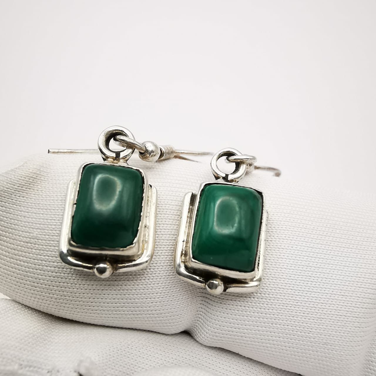 Vintage Vintage Earrings Malachite Box 925 Sterling Silver, Size ONE SIZE - 6 Thumbnail