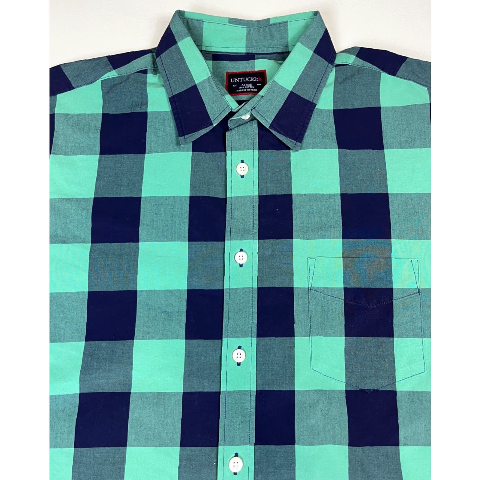 UNTUCKit UNTUCKit Button-Up Shirt Plaid Navy Green Men L Casual Classic Colorful Preppy 100% Cotton Size L Made Vietnam Mens Size US L / EU 52-54 / 3 - 2 Thumbnail