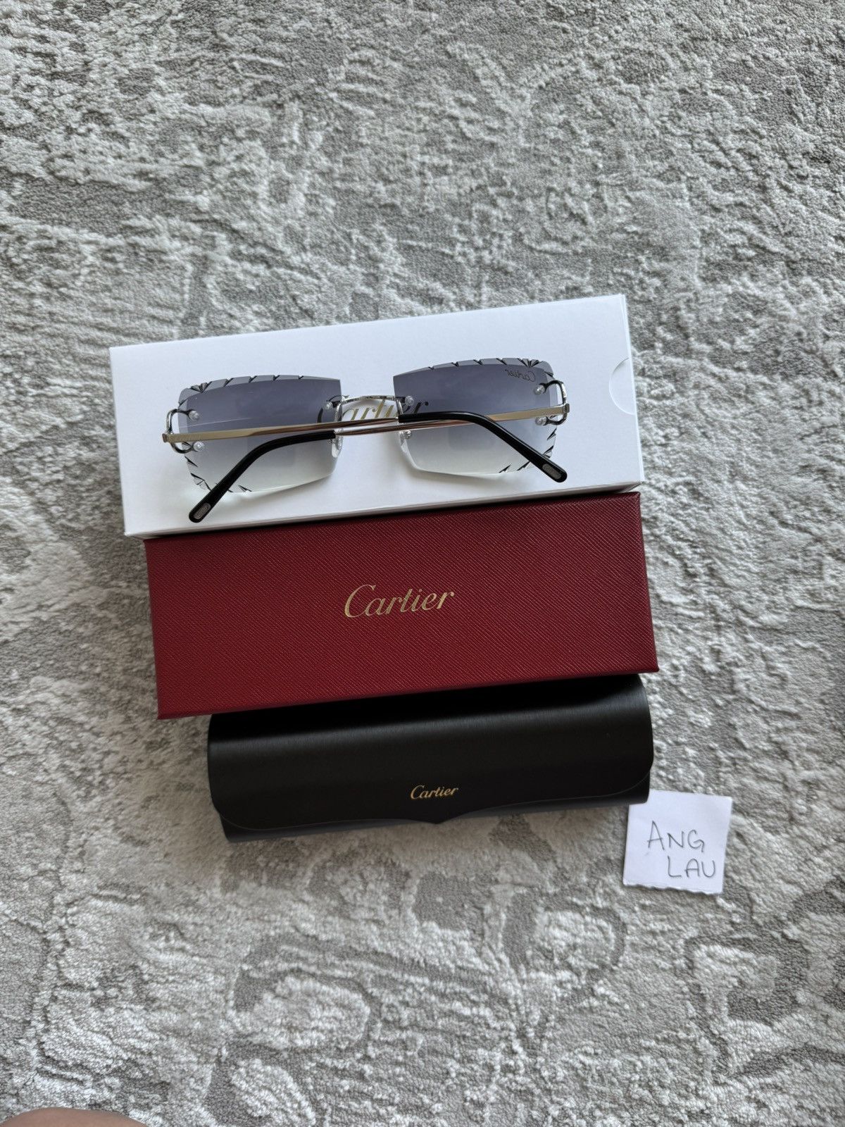 Cartier Cartier Big C Wire Platinum Sunglasses Diamond Cut Lenses Size ONE SIZE - 2 Thumbnail