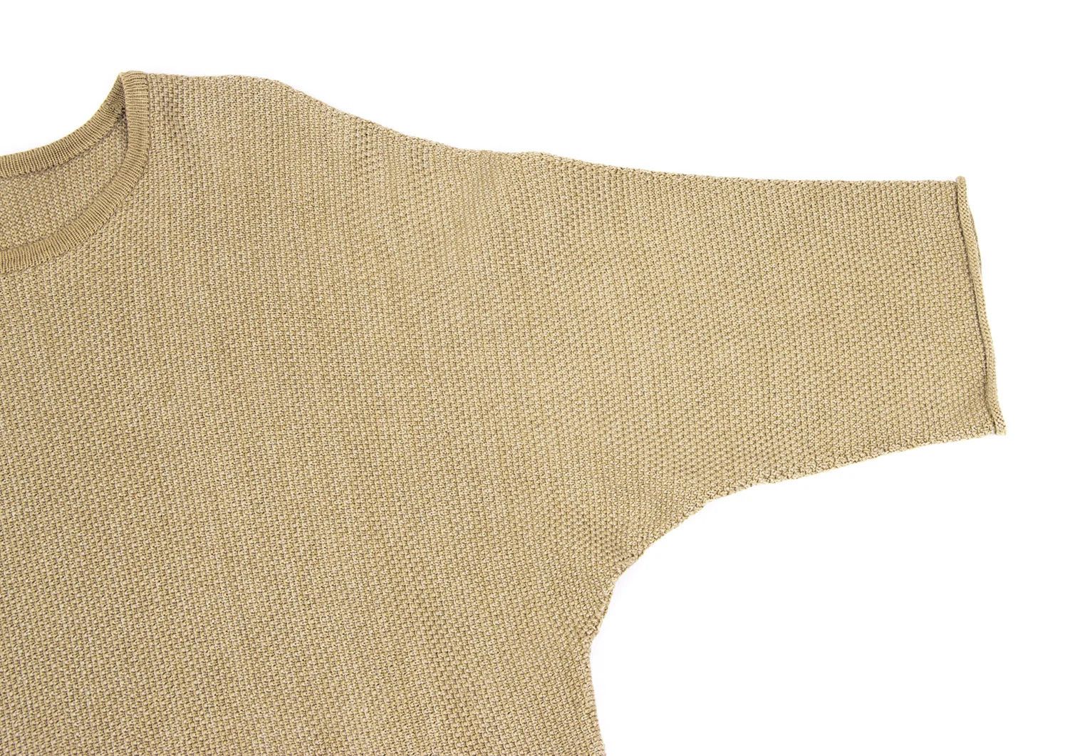 Issey Miyake Cotton-Polyester Dolman Half-Sleeve Knit Top in Beige Size US M / EU 48-50 / 2 - 3 Thumbnail