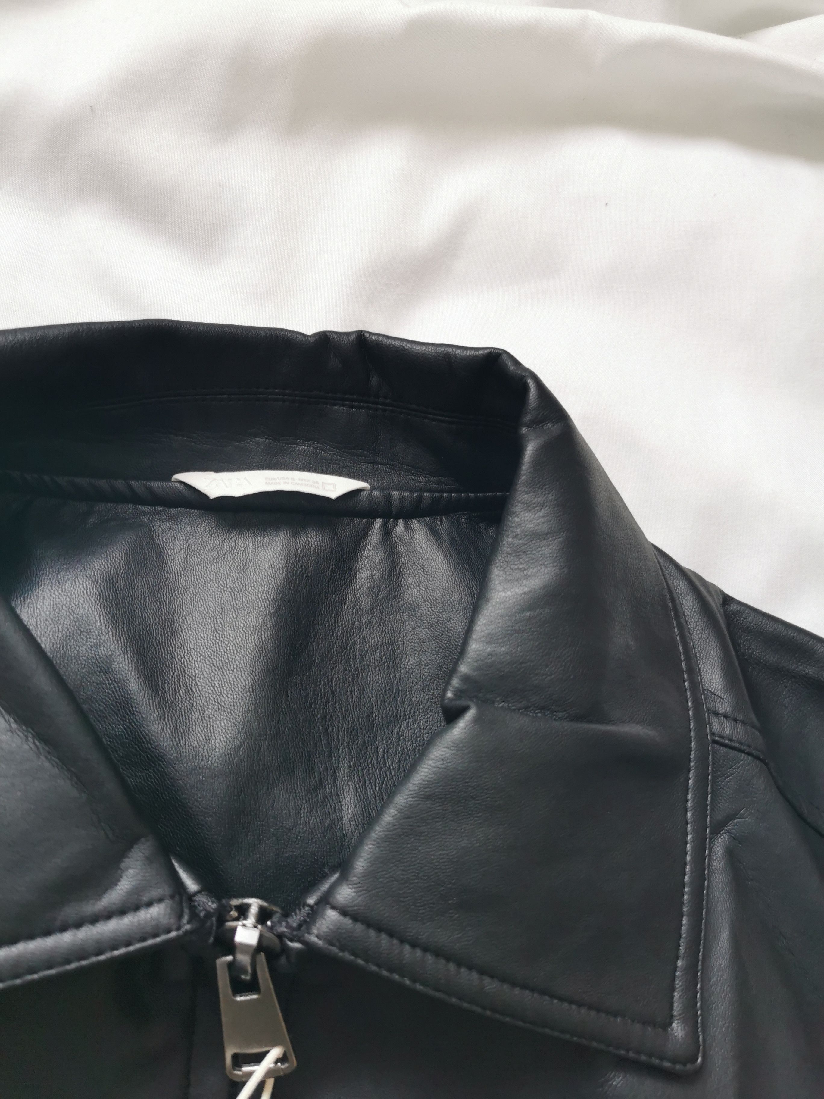 Zara black relaxed fit jacket faux leather condition
