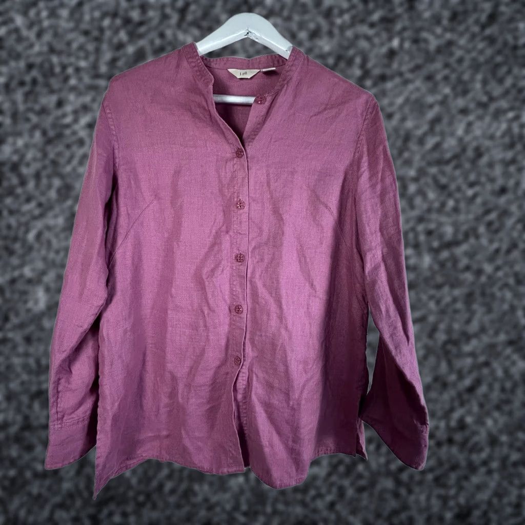 J. Jill J. Jill Womens Purple Linen Button-Up Tunic Top Medium Casual Long Sleeve Size M / US 6-8 / IT 42-44 - 1 Thumbnail