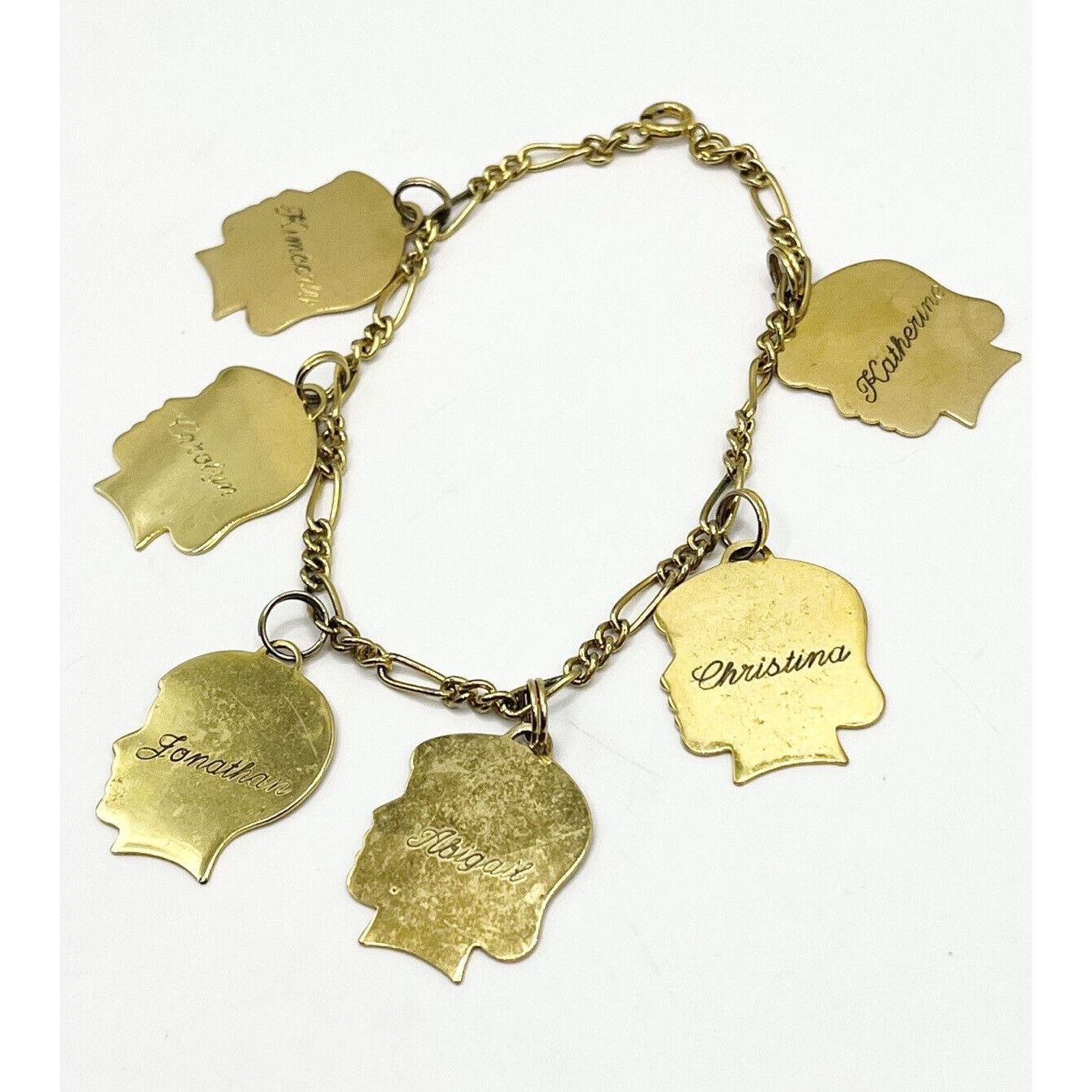 Vintage Vintage Family Children Names Gold Tone Charm Bracelet Size ONE SIZE - 3 Thumbnail