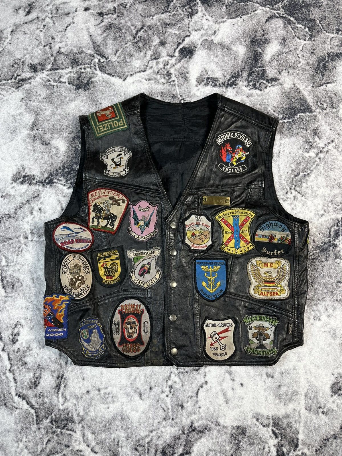 Vintage Vintage Biker Leather Vest – Sonic Devils MC Emsland Size US L / EU 52-54 / 3 - 1 Thumbnail