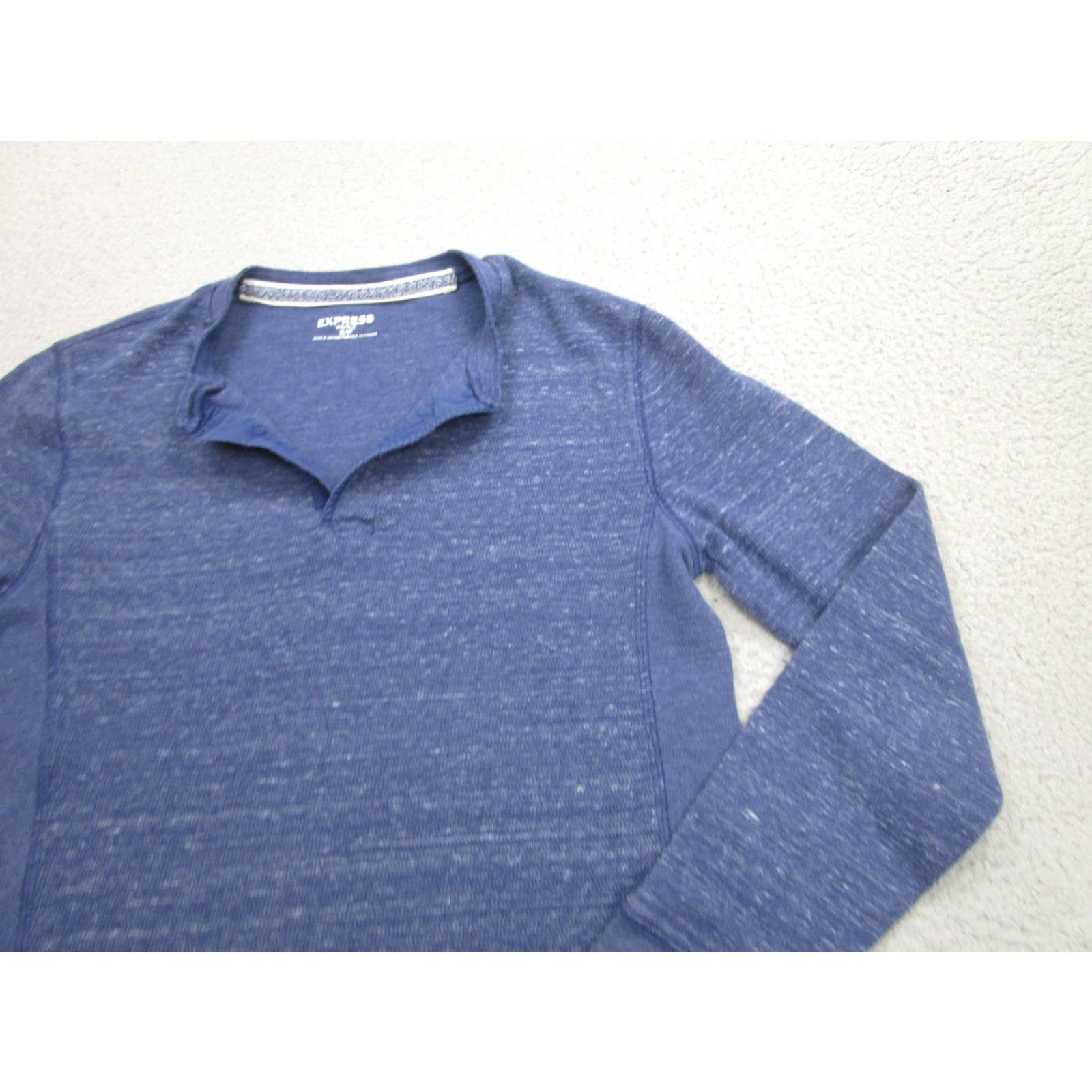 Express Express Waffle Shirt Mens Small Blue Long Sleeve Henley Thermal Tee Top Size US S / EU 44-46 / 1 - 2 Thumbnail