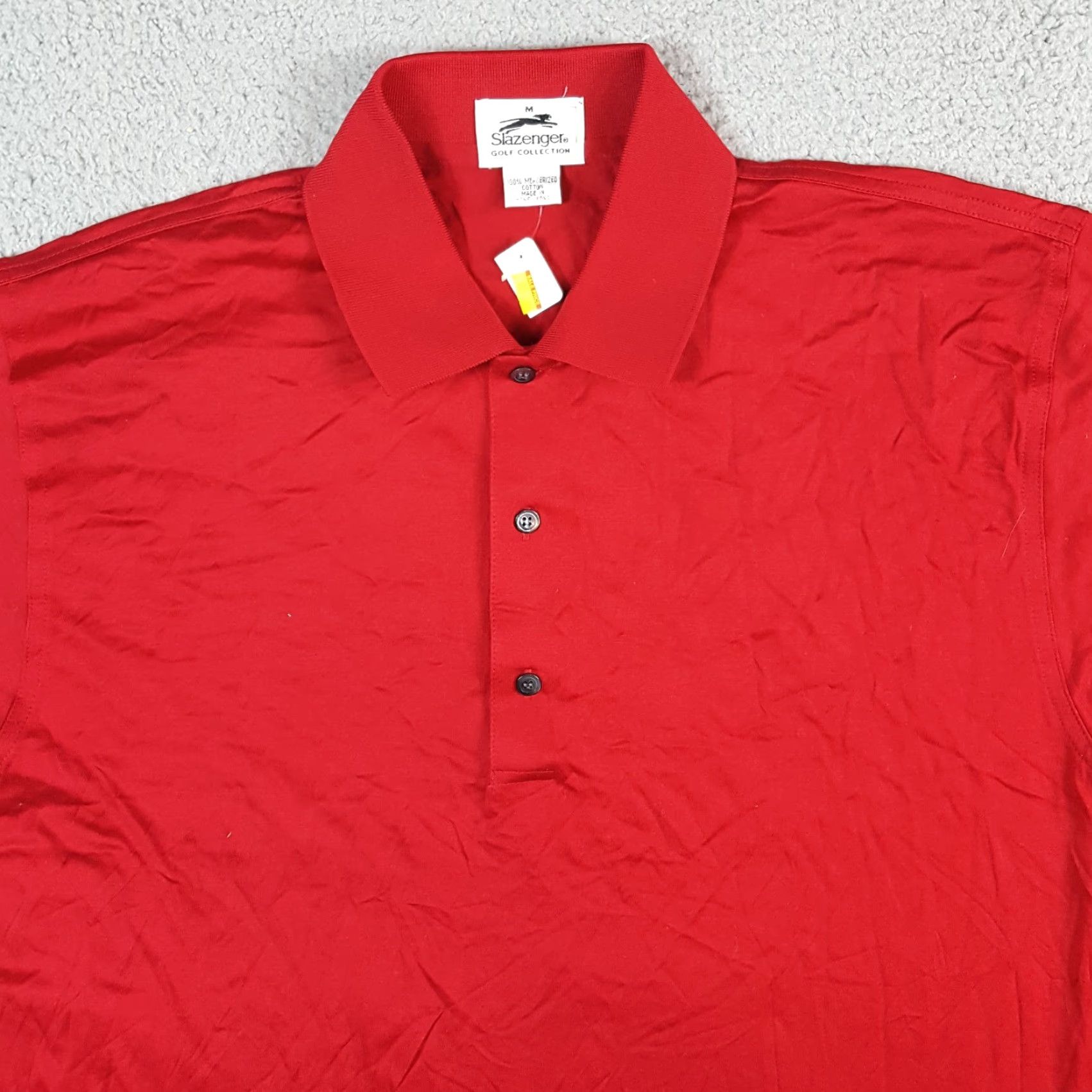 Vintage VINTAGE Slazenger Polo Shirt Men's M Red Oversized Button Dress Shirt Shirt Polo Size M Red 90s Preppy Golf Club Casual Workwear Summer Spring Mens Size 40R - 2 Thumbnail