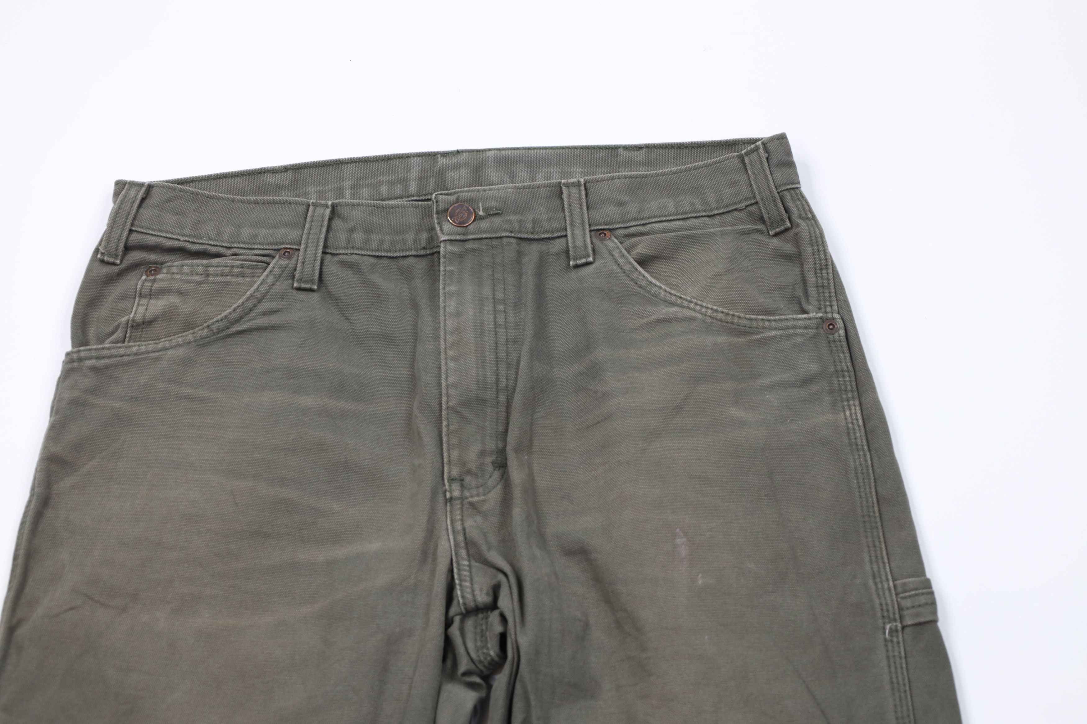 Dickies Vintage Y2K Dickies Canvas Dungaree Pants Workwear Green Size US 33 - 2 Thumbnail
