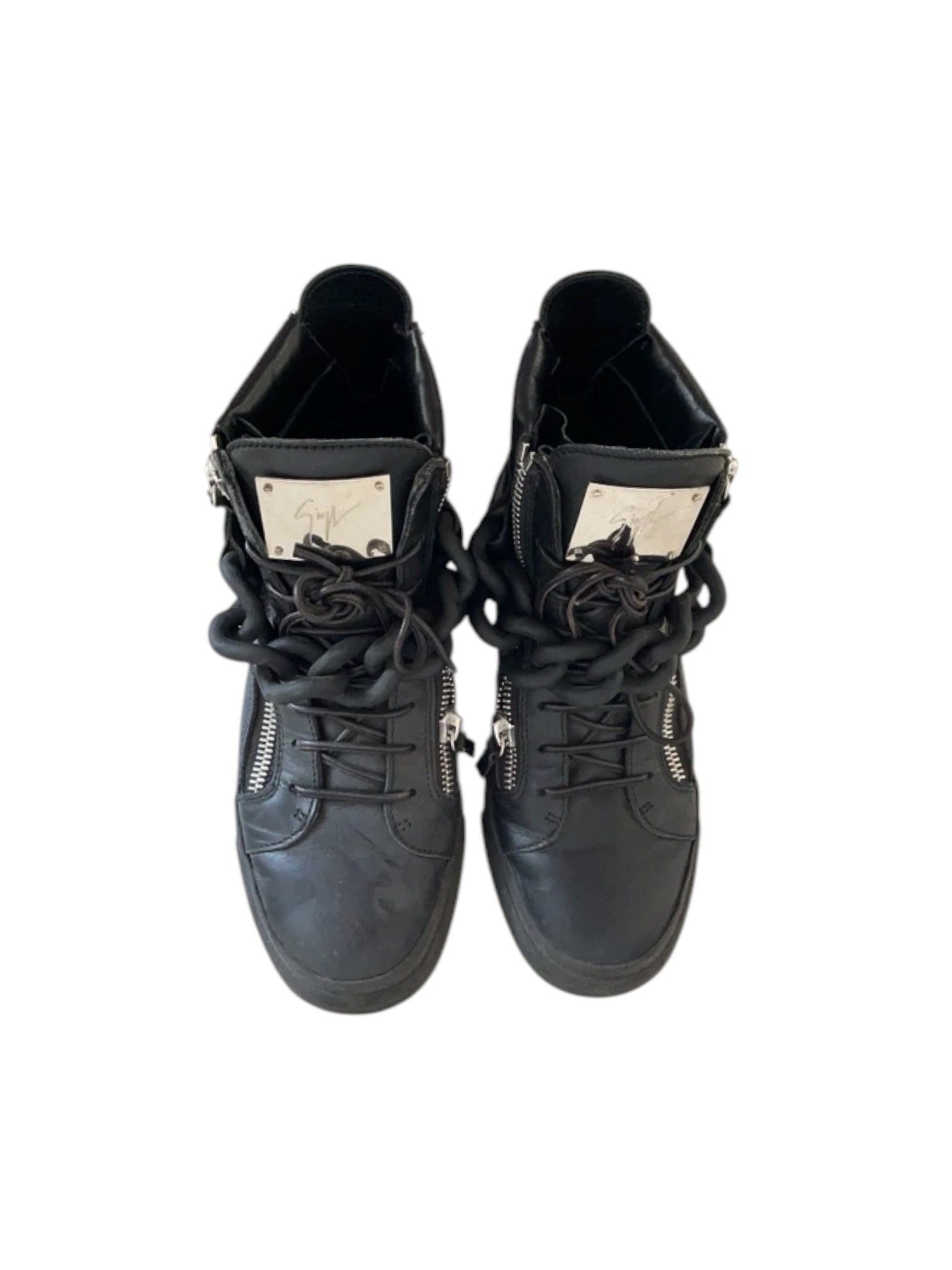 Giuseppe Zanotti Giuseppe Zanotti Black Leather Chunky Chain Hi‑Top, EU 40 Size US 7 / EU 40 - 6 Thumbnail