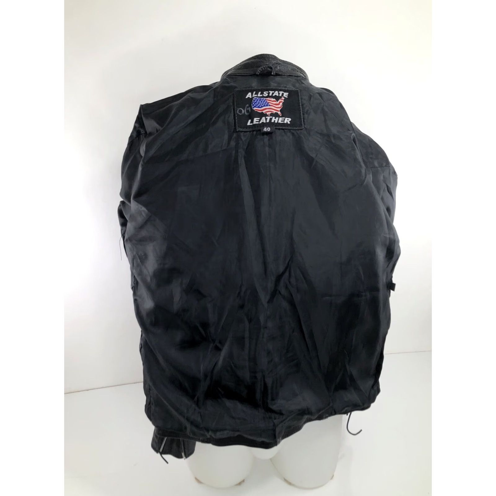 Vintage ALLSTATE LEATHER - MOTO Jacket Men 40 Black Collarless Lace Side Racing Biker Motorcycle 1990s Size US XXS / EU 40 - 5 Thumbnail