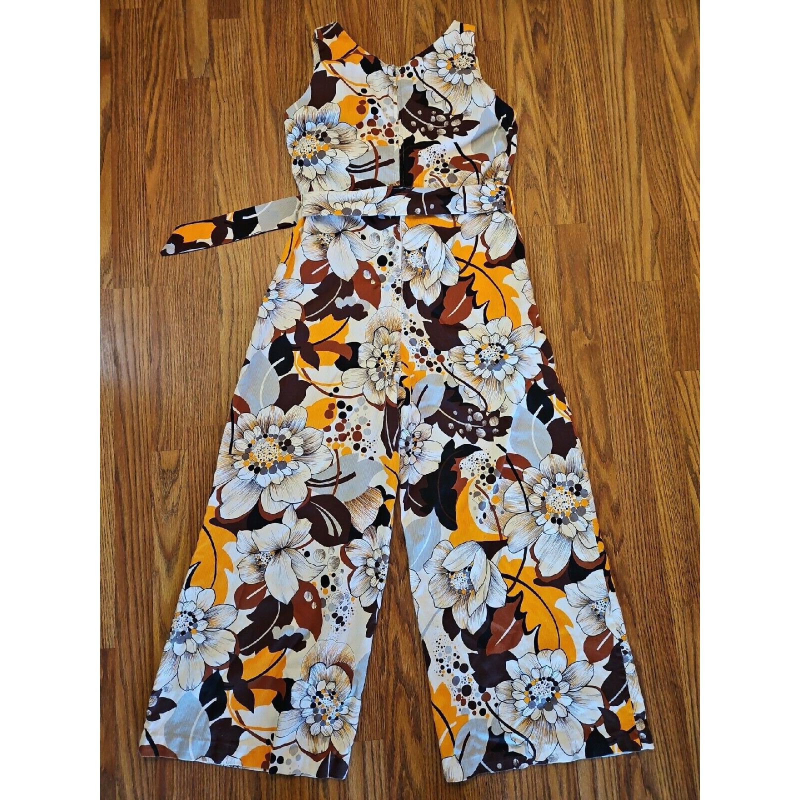 JCPenney × Vintage Vintage Polynesian Romper Floral Jumpsuit Belted Wide Leg Pa Size M / US 6-8 / IT 42-44 - 7 Thumbnail